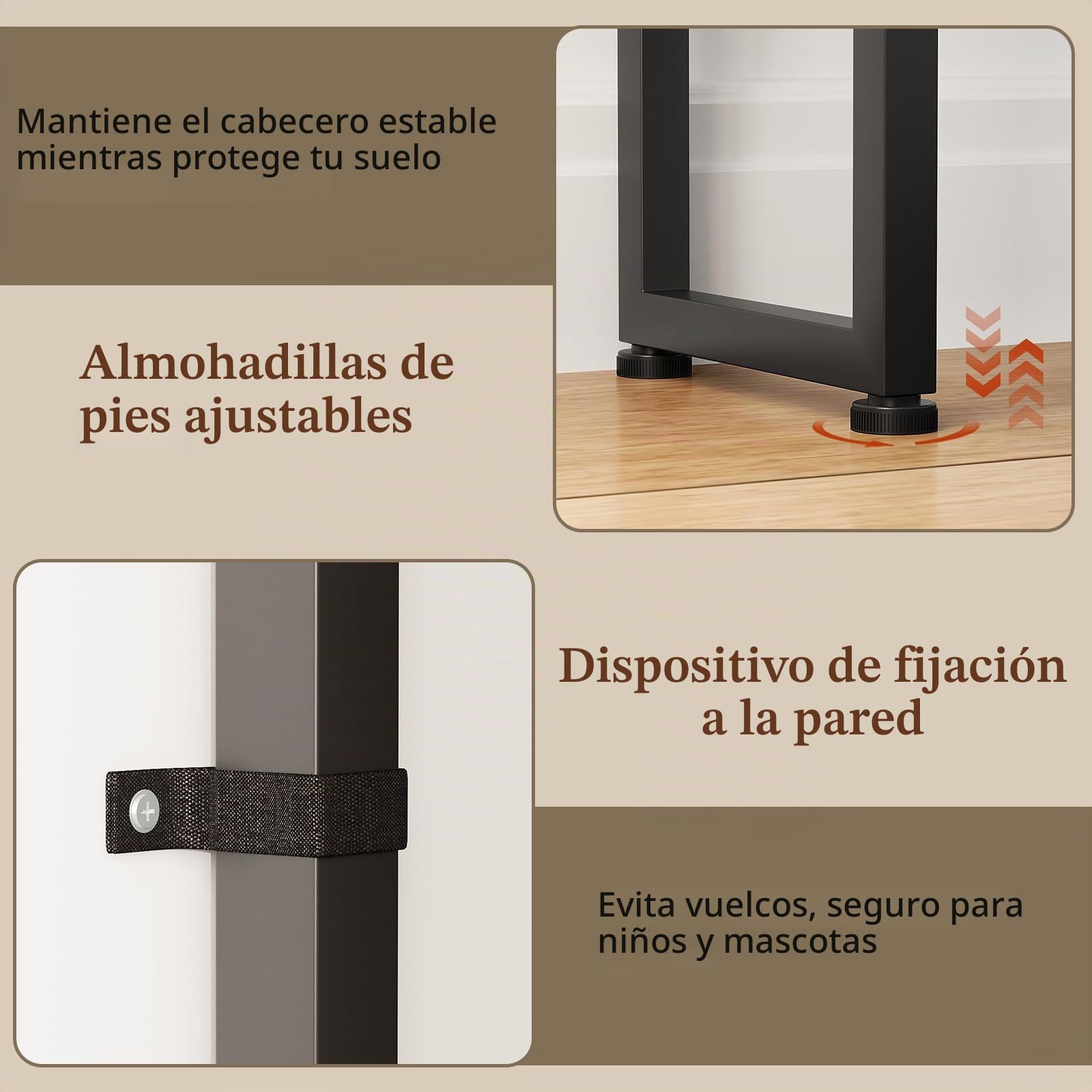 VEDECASA Cabecero de cama de 160 x 200 cm con 4 cajones de tela y estante, cabecero independiente con espacio de almacenamiento, fijación ajustable para marco de cama, madera, metal, estilo industrial