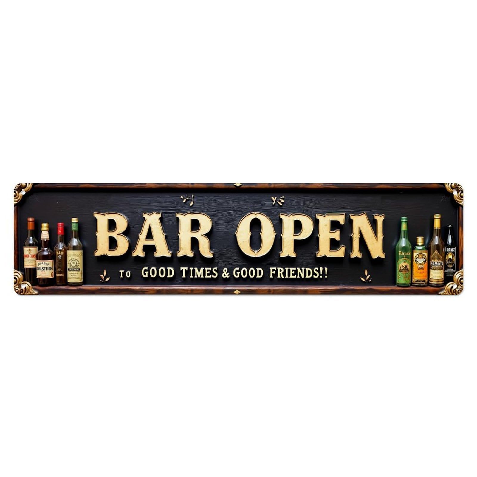 Bar Open Good Times Friends Metal Tin Sign Plaque