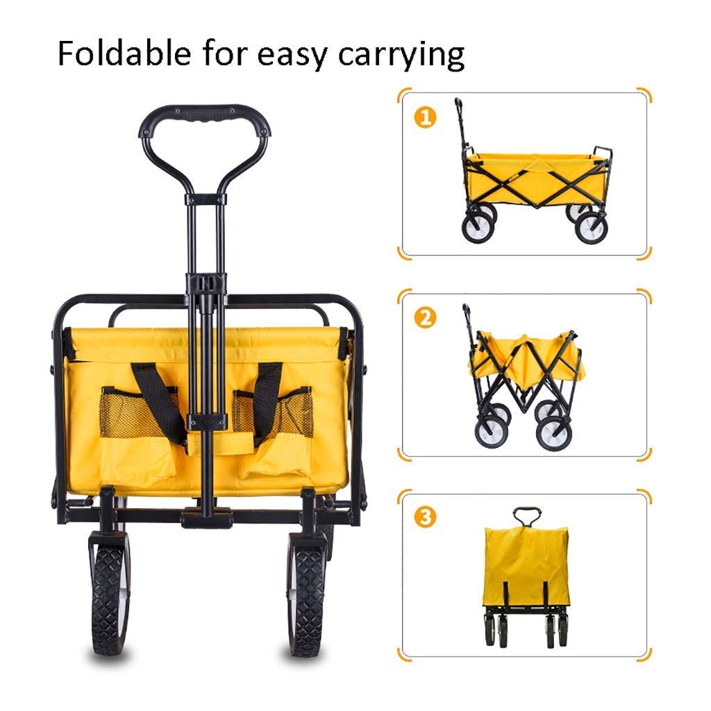 Chariots de Stockage Chariot de Jardin Pliant Chariot Robuste Chariot Multifonction pour Camping en Plein air Supermarché de Plage avec 4 Roues, Charge ： 60 Kg