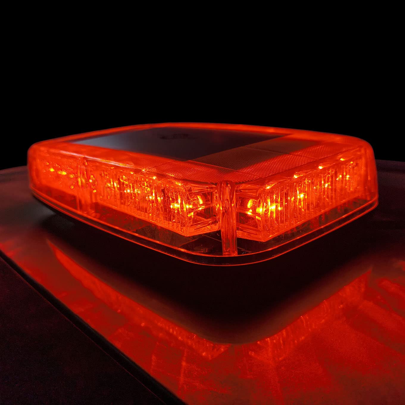 Evershine Signal24 Led Roof Top Strobe Lights Emergency Safety Warning LED Mini Strobe Light bar with Magnetic Base for 12/24V Snow Plow, Trucks, Construction Vehicles (Red)