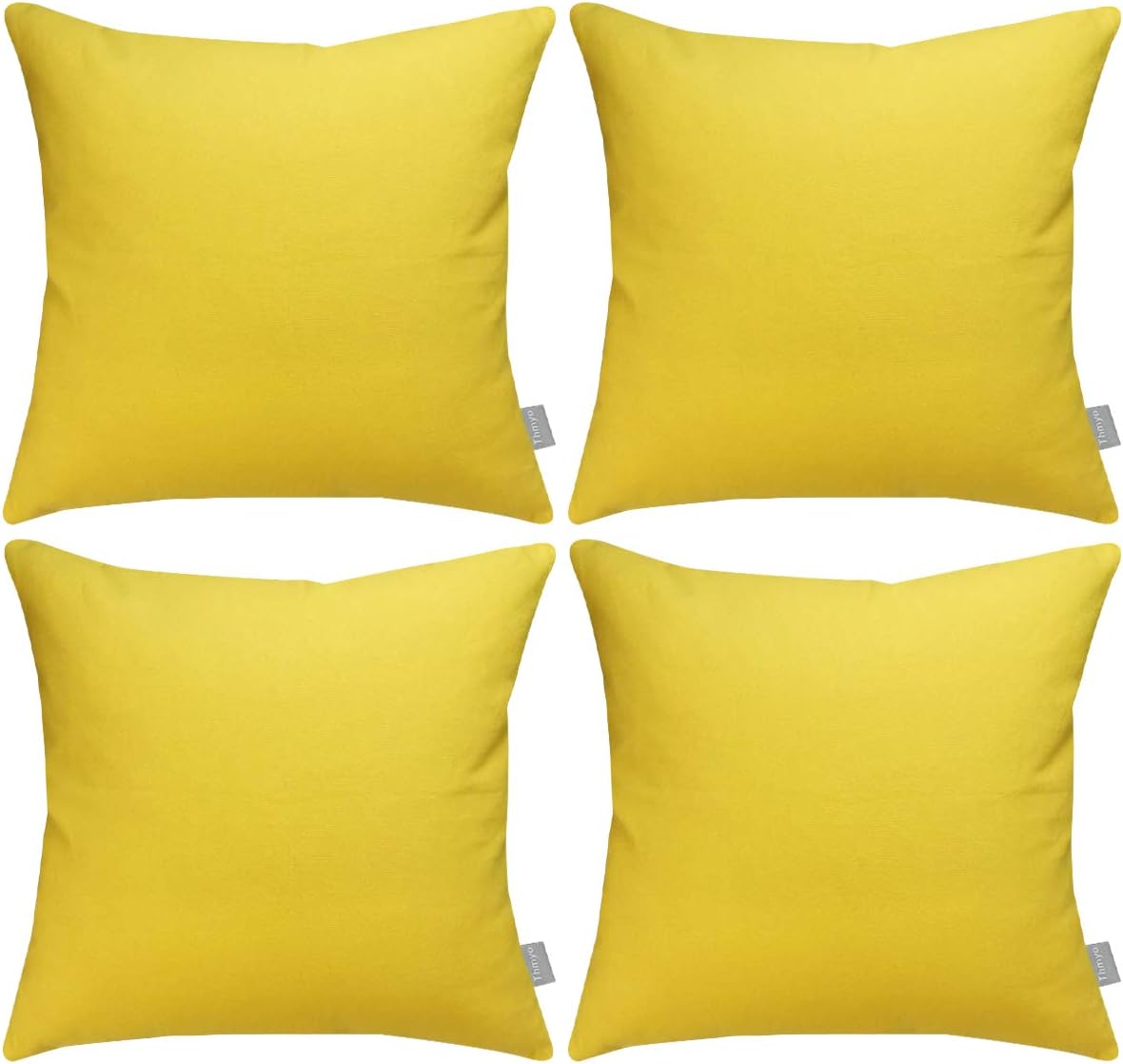 Pack of 4 Cotton Pillow Covers,Decorative Solid Square Throw Pillow Case for Home Sofa Decorative (Cover Only,No Insert)(18x18 inch/ 45x45cm,Yellow) : Home & Kitchen