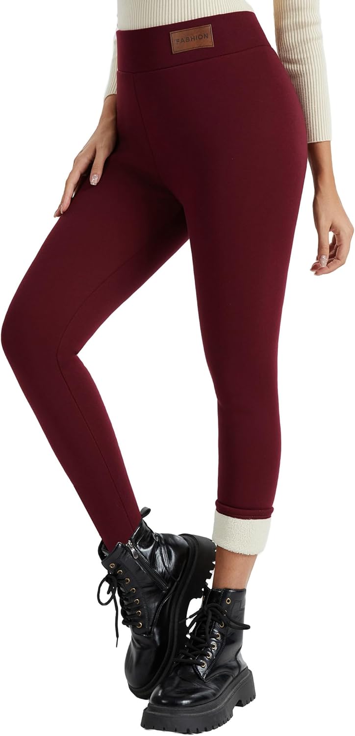 Women's Thermal Fleece Lined Leggings Winter Warm Soft High Waist Stretch Sherpa Tights Pants