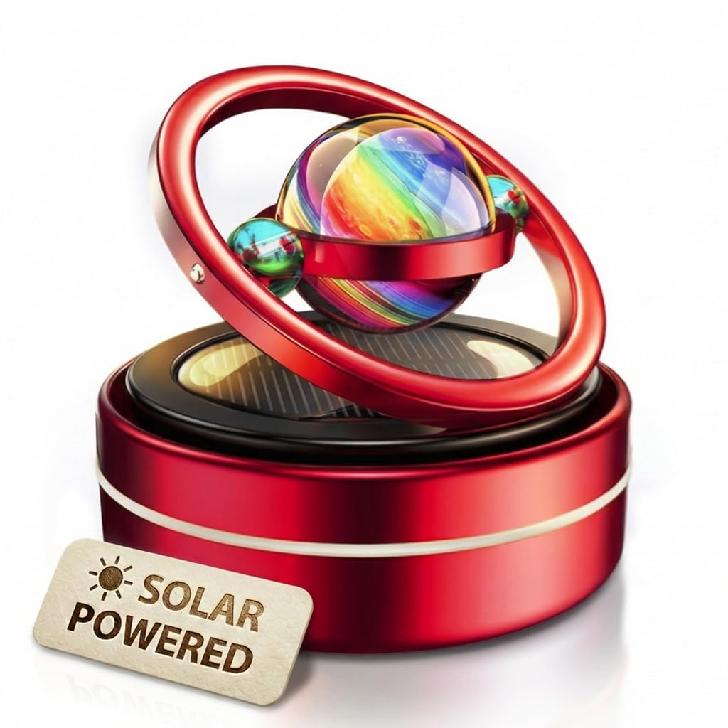 Solar Dashboard Spinner Sun Powered Kinetic Car Diffuser (Celestial Red)