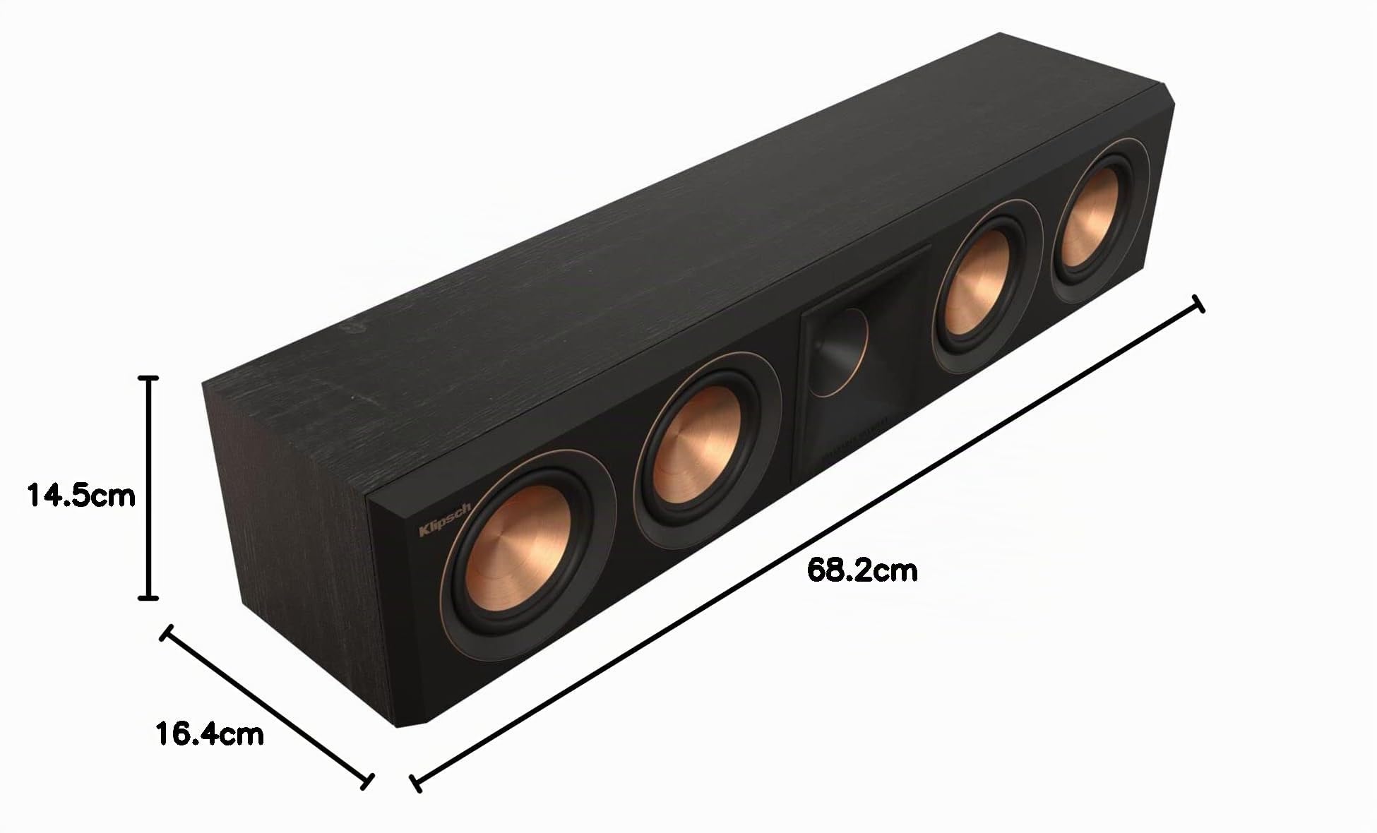 Klipsch Reference Premiere RP-404C II Mittelkanal-Lautsprecher mit Flacher Tiefe, versiegeltes Design und 10,2 cm Keramik-Tieftöner für kristallklaren Heimkino-Dialog in Ebenholz
