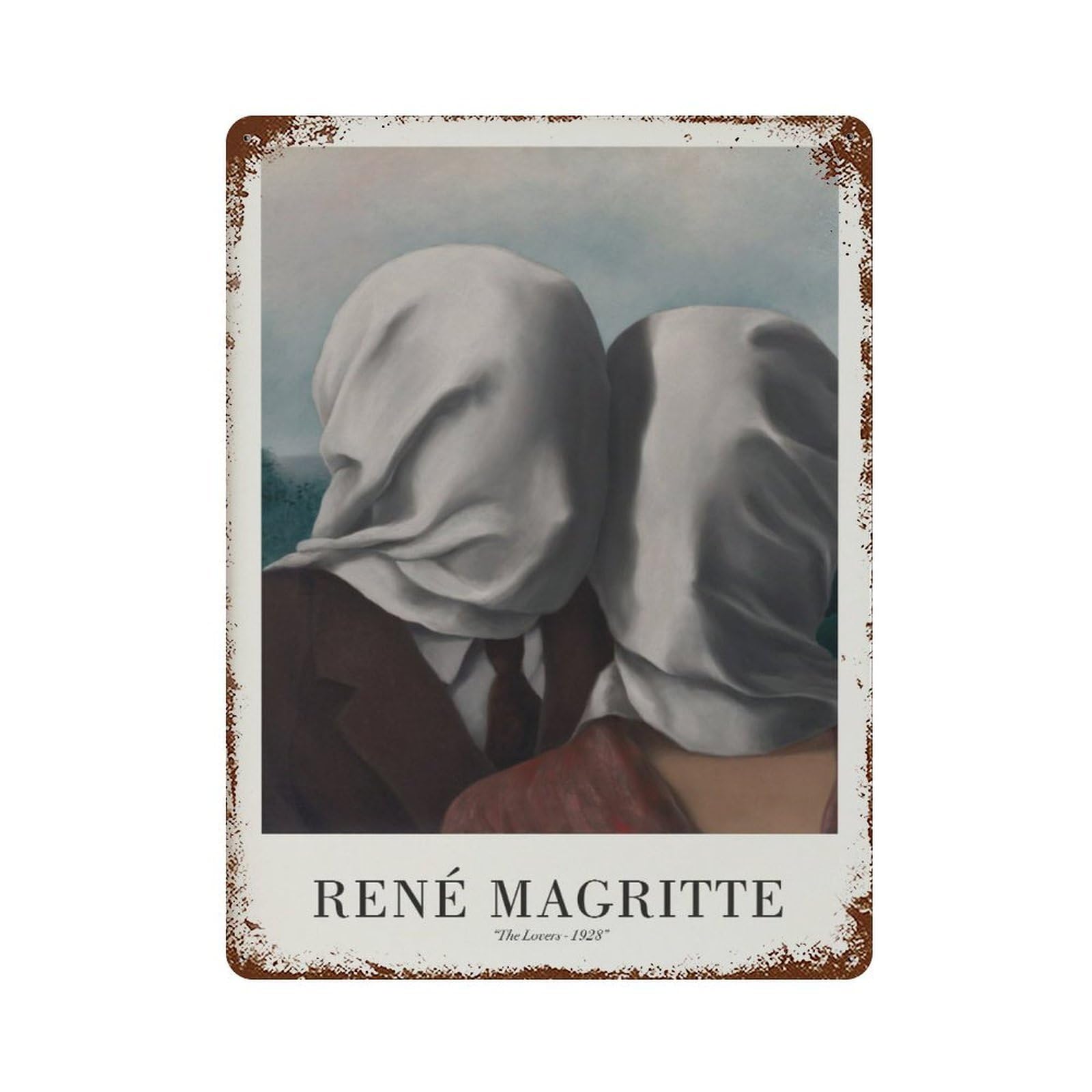 xiaoxiaoshen Rene Magritte 'the Lovers' Surrealist Wall Decor Art Metal Tin Poster Modern Home Decor Art Home Bar Shop Decorations Vintage Sign 40x30cm