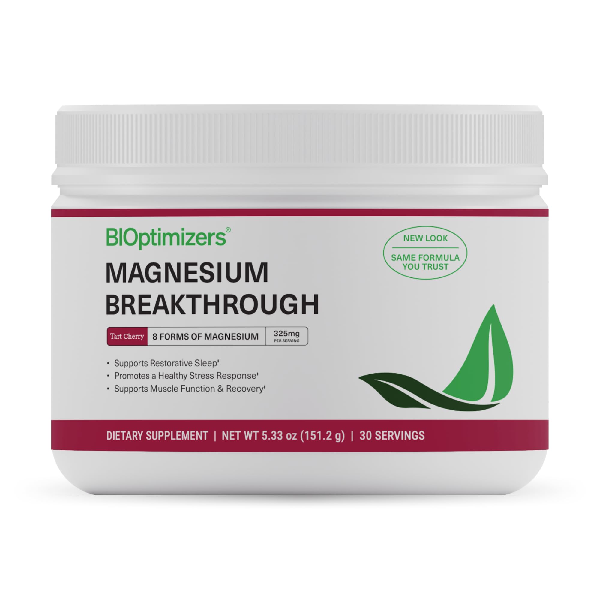BIOptimizers Magnesium Drink, 8 Forms of Magnesium Tart Cherry, 30 Servings