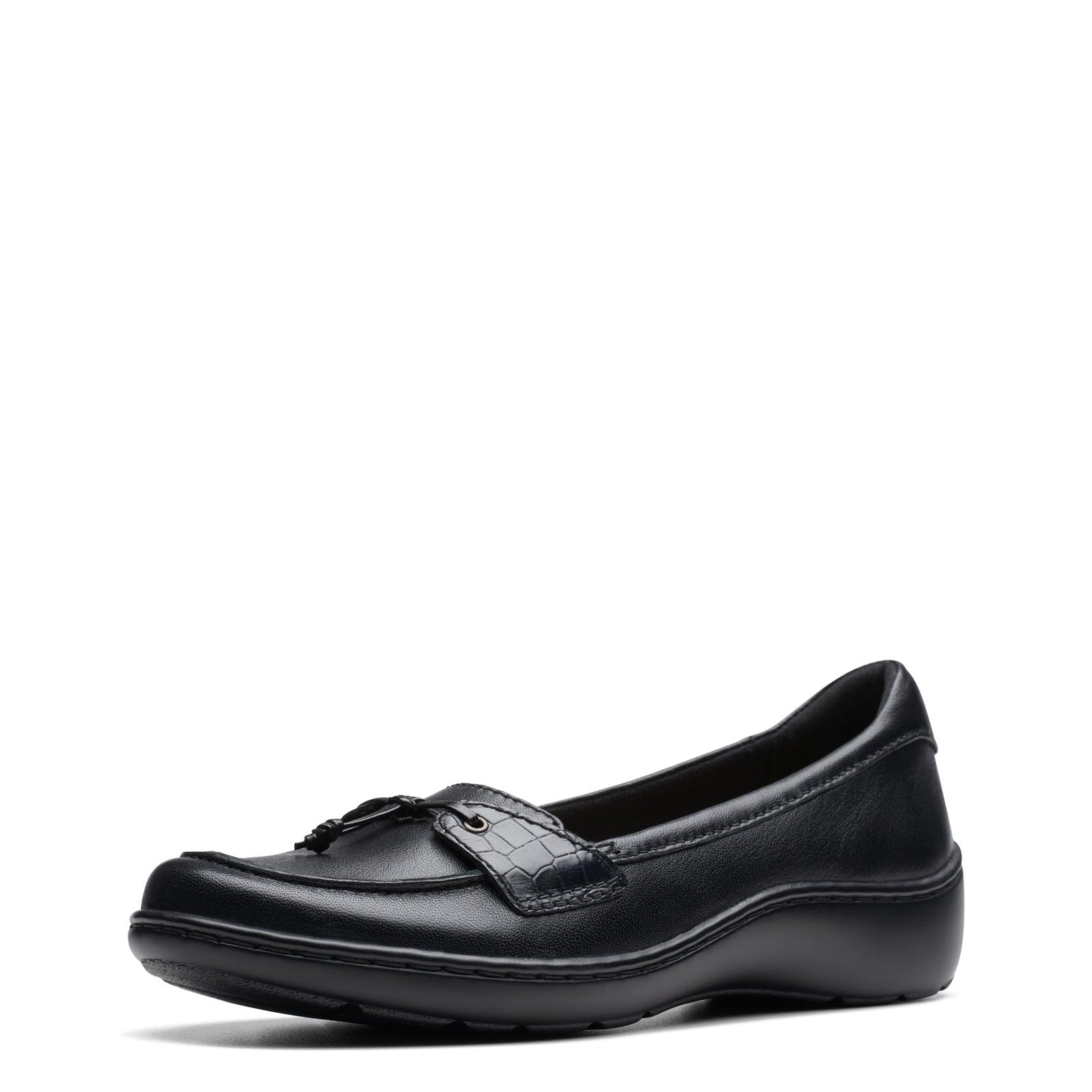 Clarks Women's Cora Haley Loafer, Black Leather, 8.5