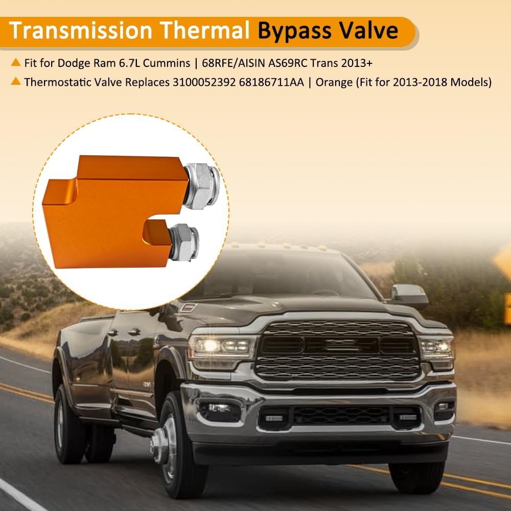 Thermal Bypass Valve Replacement for 6.7L Cummins 2013-2018 Ram 2500/3500, 68RFE AS69RC Transmission Cooler Flow Kit, Replaces 3100052392 68186711AA 68186711AB