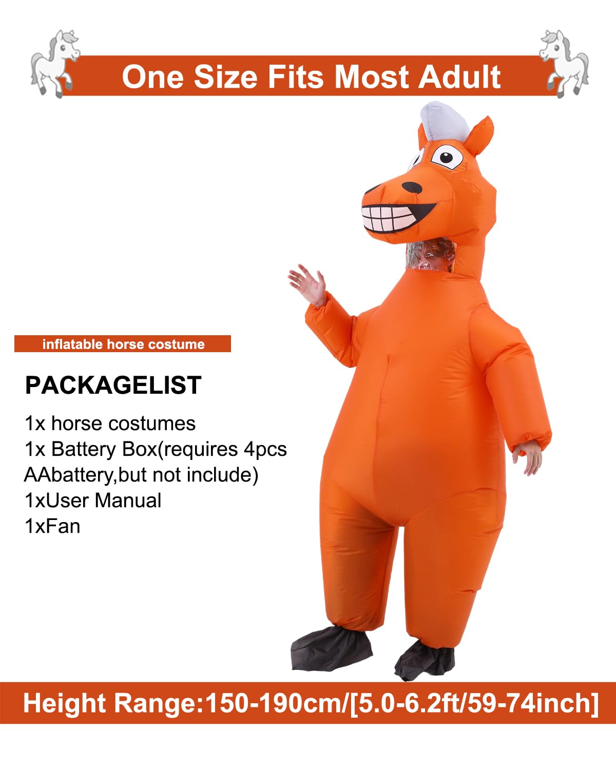 Costume de cheval gonflable pour adulte - Costume de cowboy gonflable pour adultes - Costume gonflable pour adultes - Costume amusant pour Halloween, Noël, carnaval