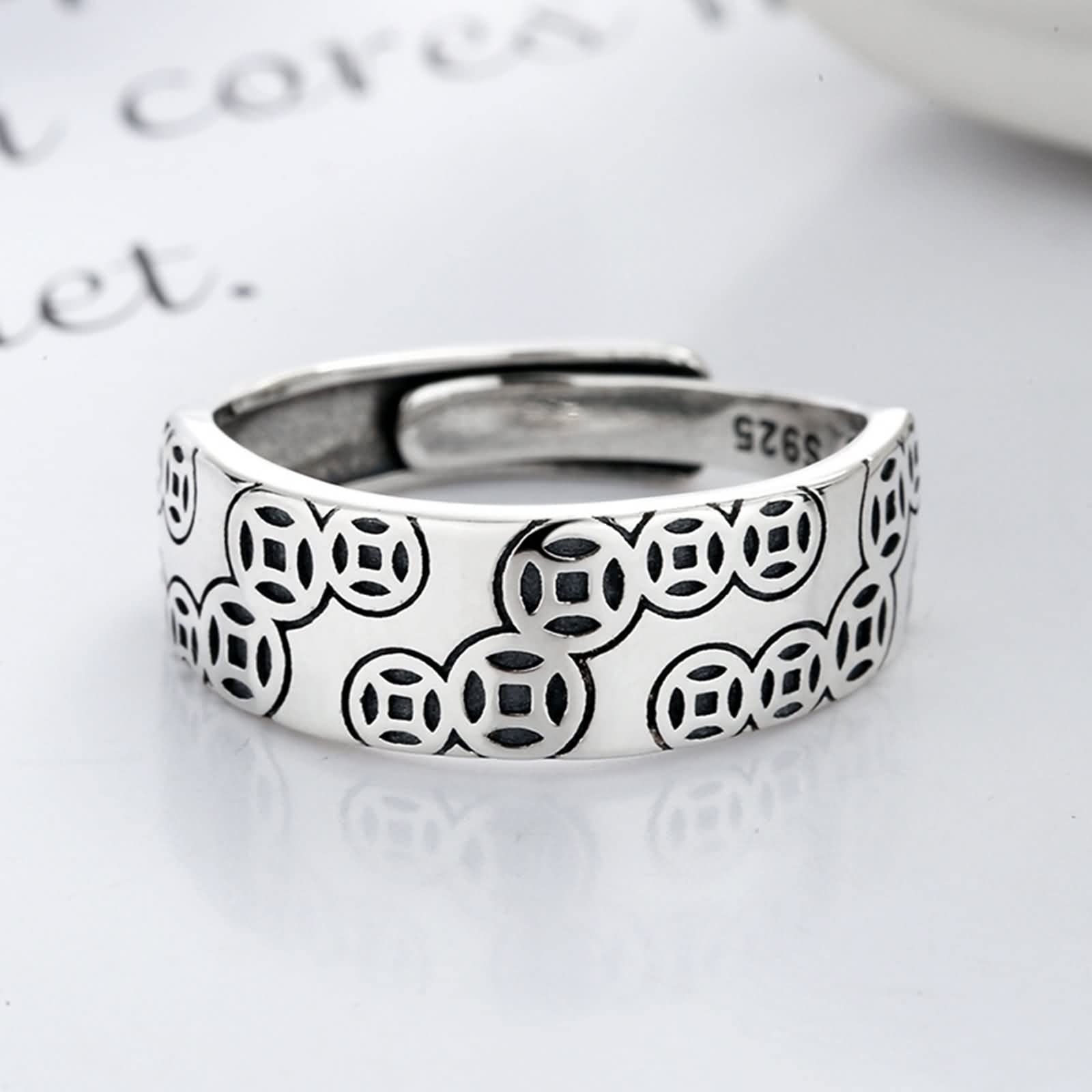 Anello in argento Sterling, anello per anniversario di 1 anno per fidanzate modello di denaro regolabile gioielli alla moda per regali da donna, Adjustable, Nessuna pietra preziosa