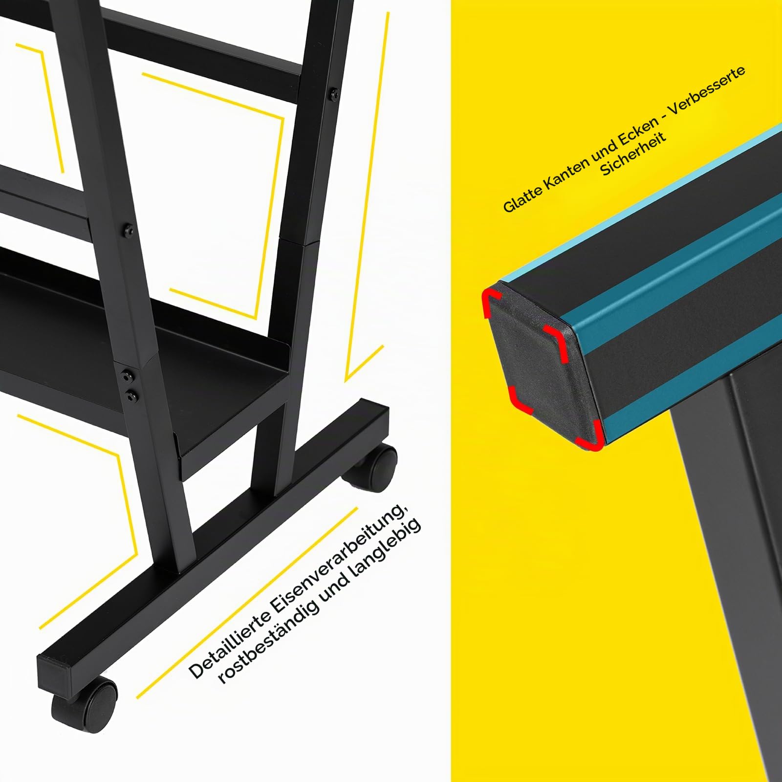 MEEDEN Kunstdruckregal - Trockengestell mit Rollcastern - Metallregal zur Präsentation von Kunstwerken Postern Drucken - Schwarz