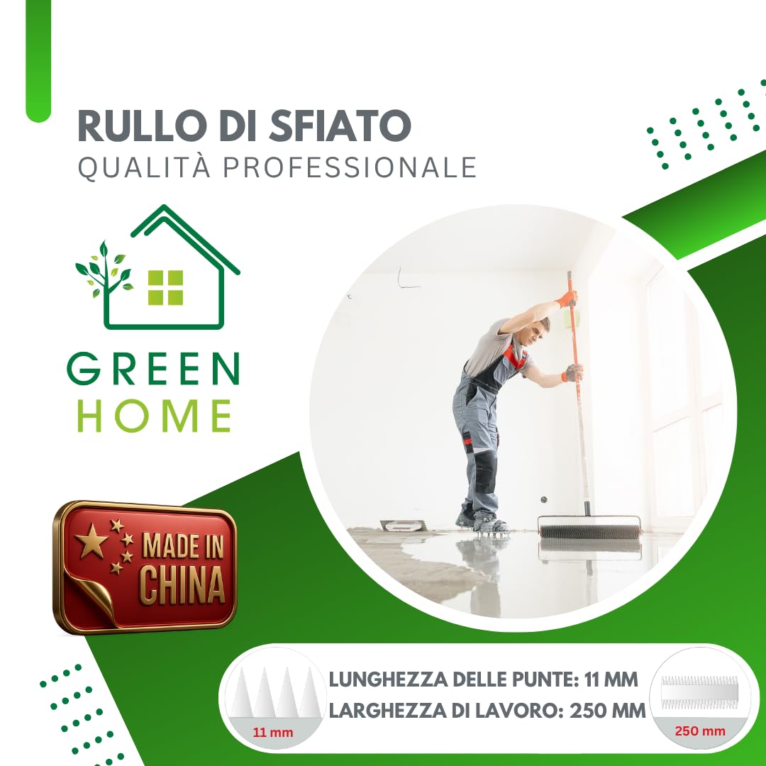 Rullo a spuntoni per massetto 25 cm Floor preperation roller - Lunghezza delle punte: 11 mm - Con paraspruzzi