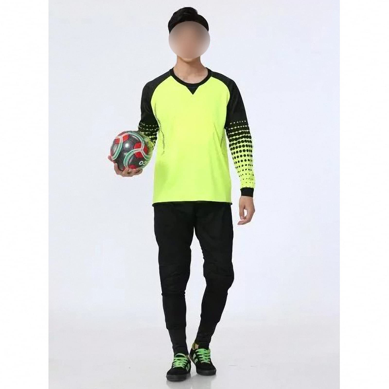 Set di Maglie da Portiere da Calcio da Uomo,Completi Sportivi Abbigliamento da Portiere per Gare di Allenamento, Uniforme da Portiere per Adulti con Crash Pad Ispessito