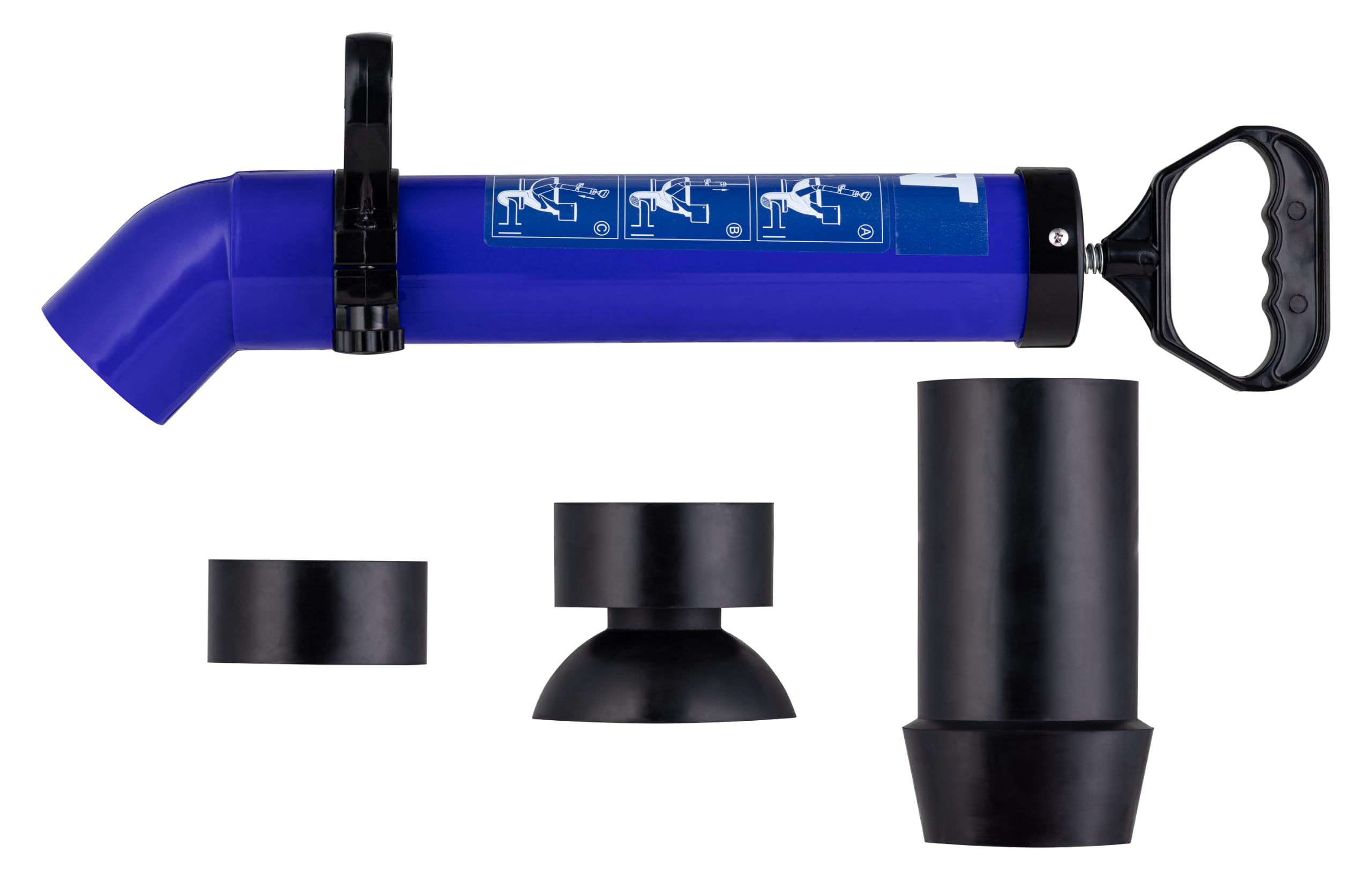Déboucheur à pression PRO avec 3 embouts – Pompe de débouchage WC, évier, lavabo, douche et canalisation – Déboucheur sanitaire sans produit chimique NOYON & THIEBAULT