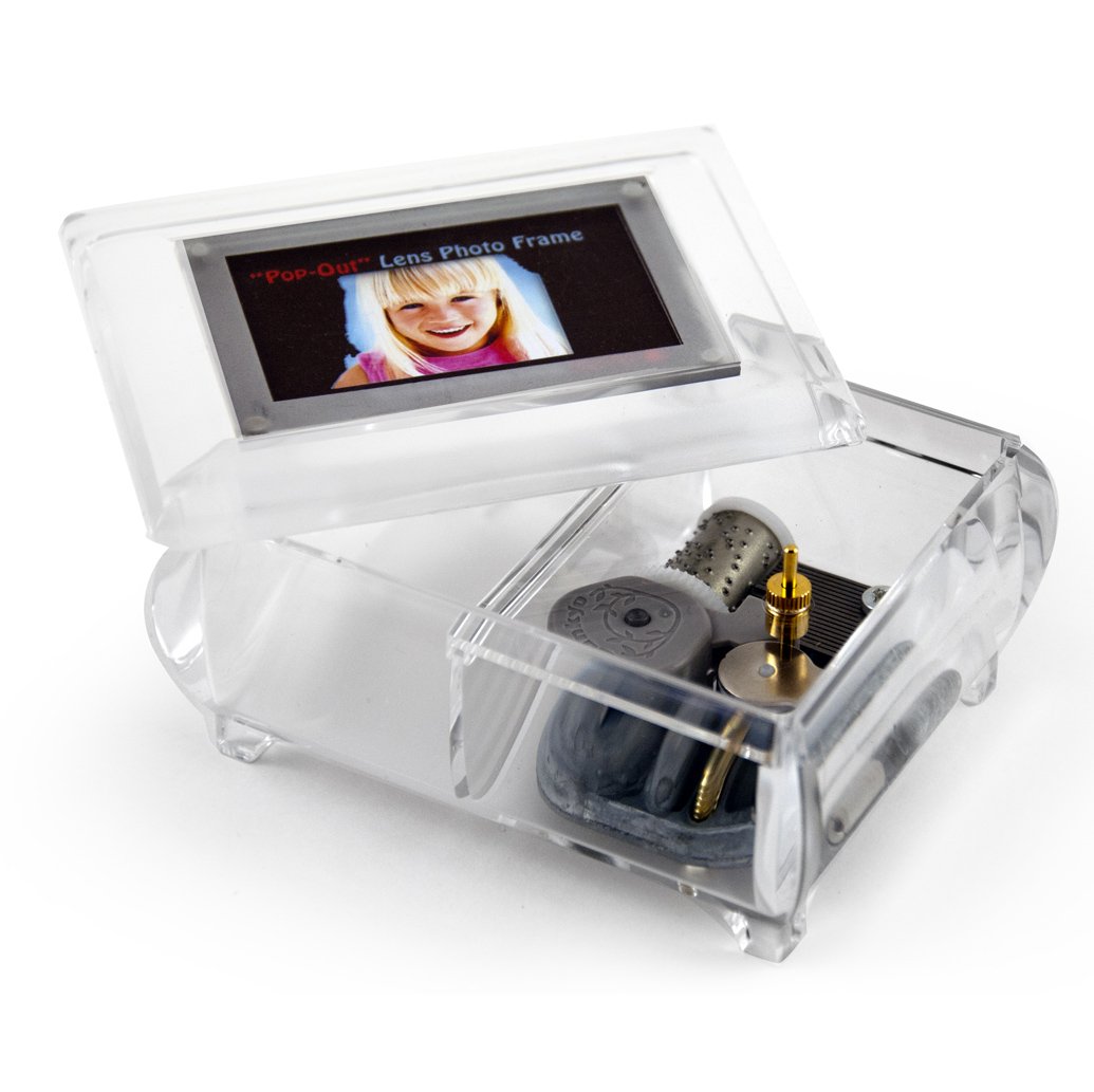 3X2 Wallet Size Clear Photo Frame Music Box with New Pop-Out Lens
