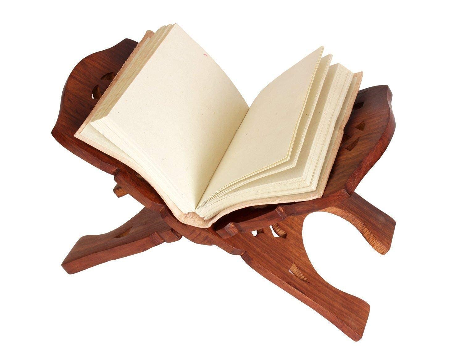 RusticAura Wooden Book Stand Holder, Handcrafted Reading Rest with Decorative Design, Rosewood rehal 10 inch