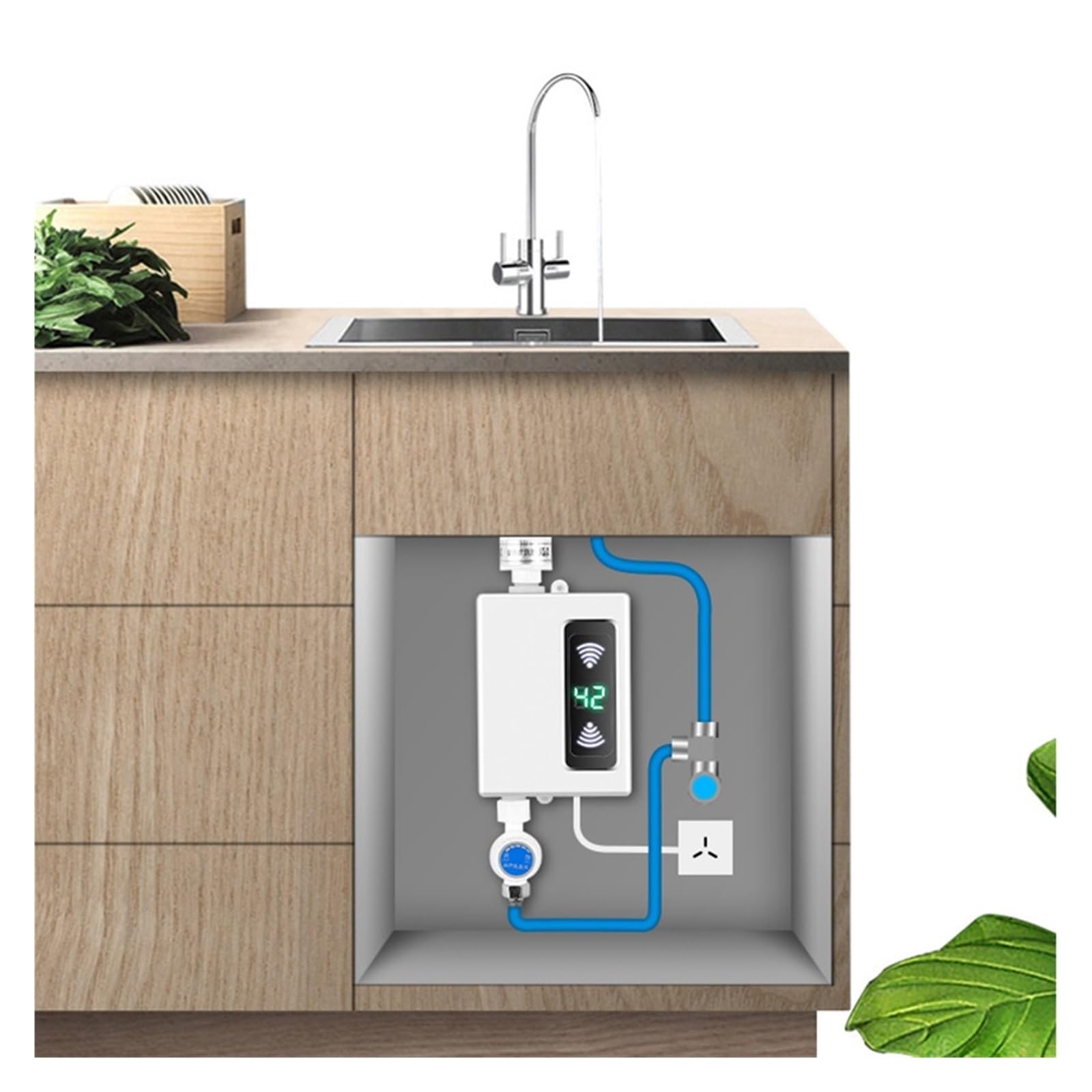 3000W Bojler Łazienka Kuchnia Natychmiastowy Elektryczny Podgrzewacz Ciepłej Wody Z Kranu Wyświetlacz Temperatury Kran Prysznic Bezzbiornikowy Codzienne gospodarstwo domowe