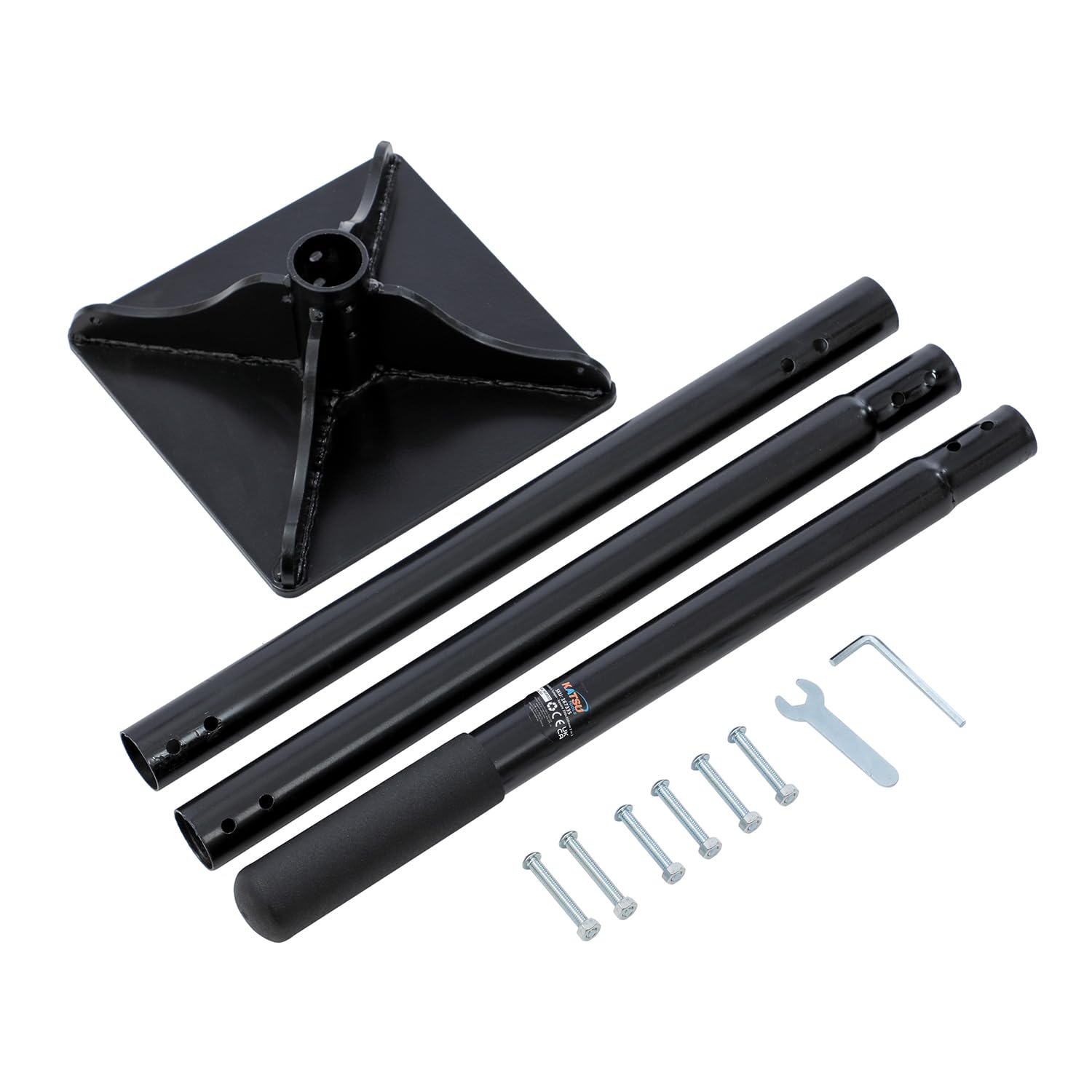 KATSU Tools Robuster Stahlstampfer – 200 mm x 200 mm quadratische Basis, 3-teiliger abnehmbarer Griff, Bauunternehmer-Stampfer zum Stampfen, Nivellieren von Boden, Kies, Pflasterstein und