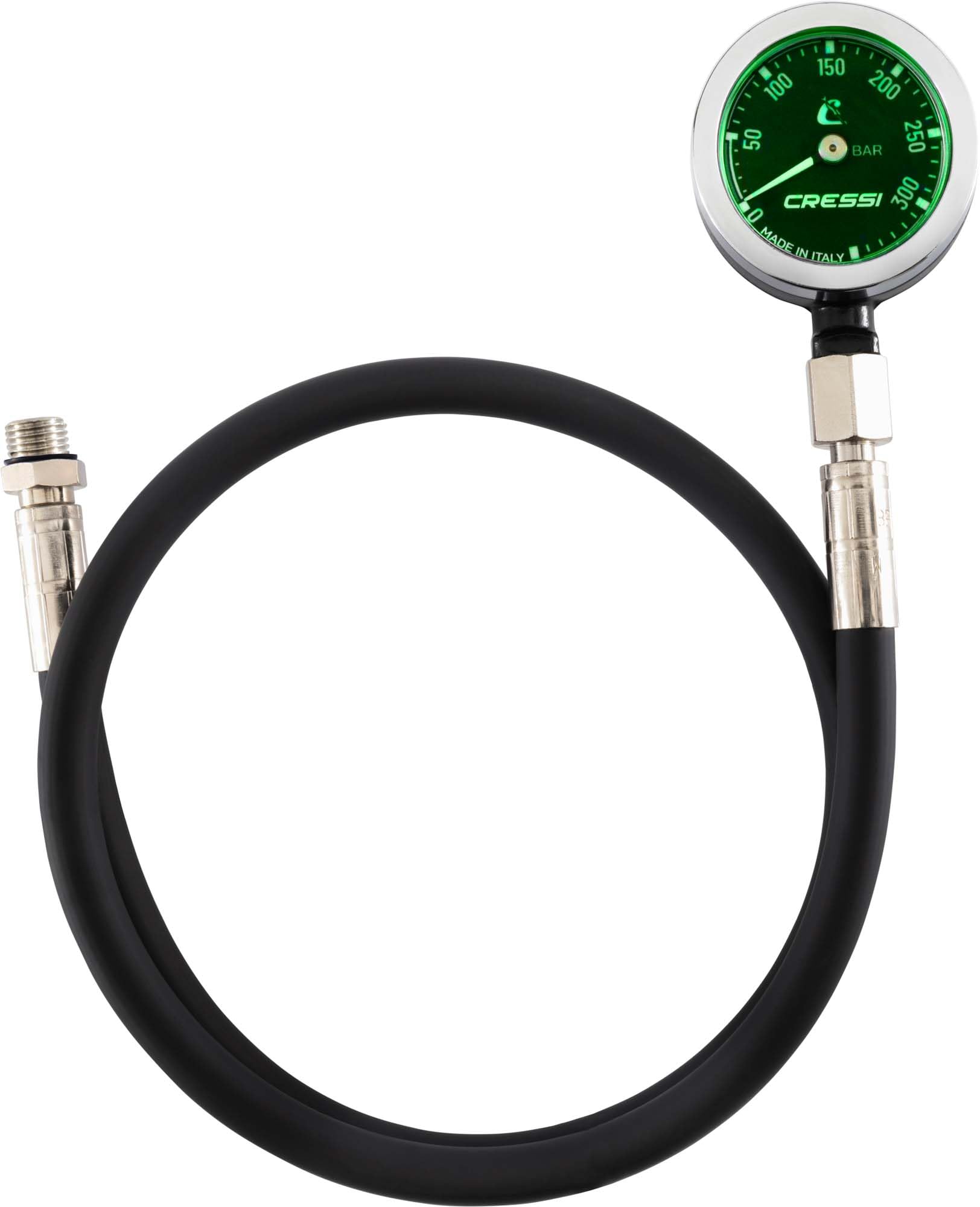 Cressi Vale 300 C Pro Mini SPG W/Hose Black Bar - Mini manómetro con látigo HP, Negro, Talla única, Unisex