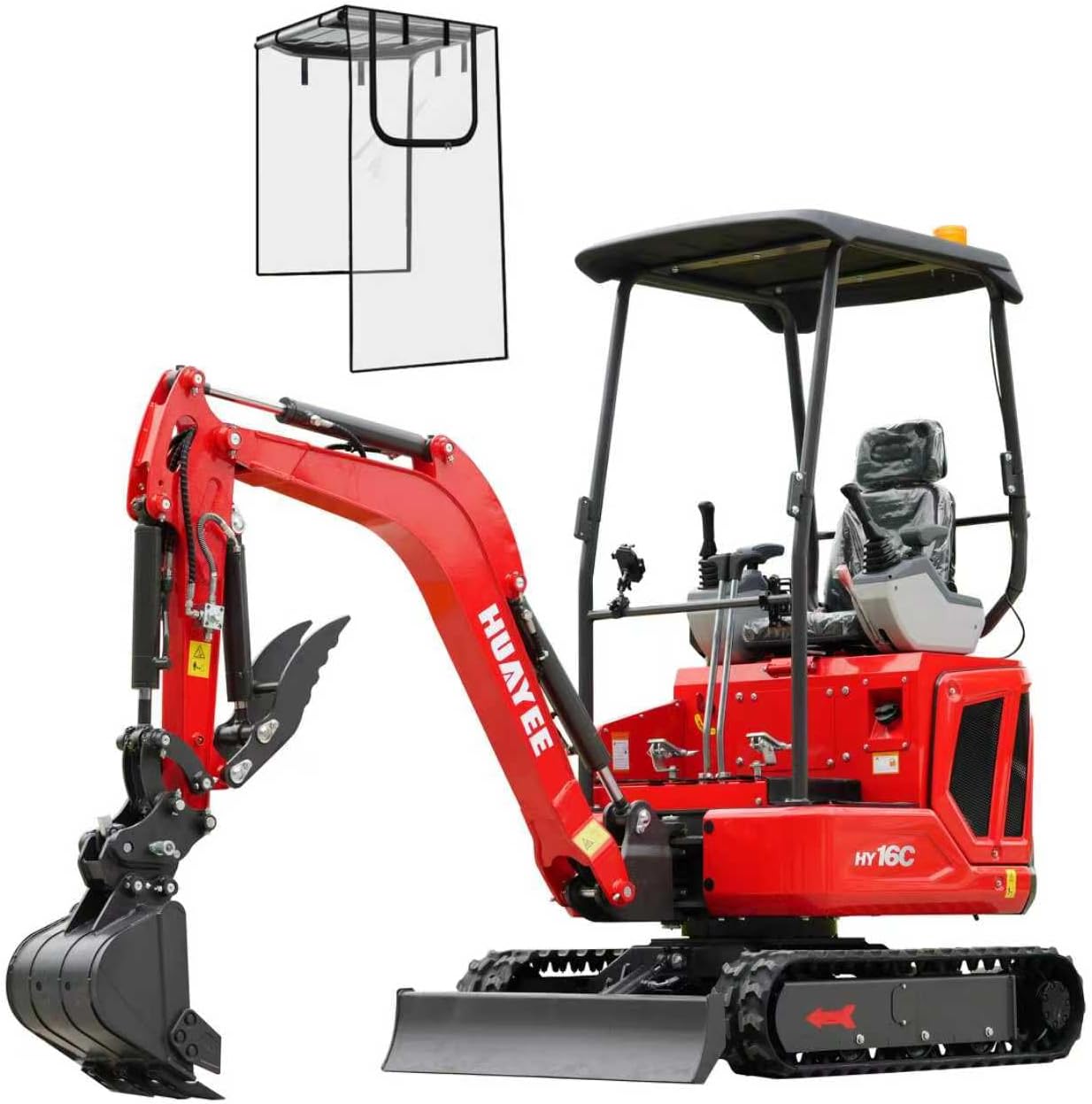 HY16C 1.6T Mini Excavator – 14HP KubotaDiesel Engine, Hydraulic Thumb, Semi-Auto Quick Coupler, Pilot Control, Side Swing & Transparent Cover – Delivery & Unloading Included