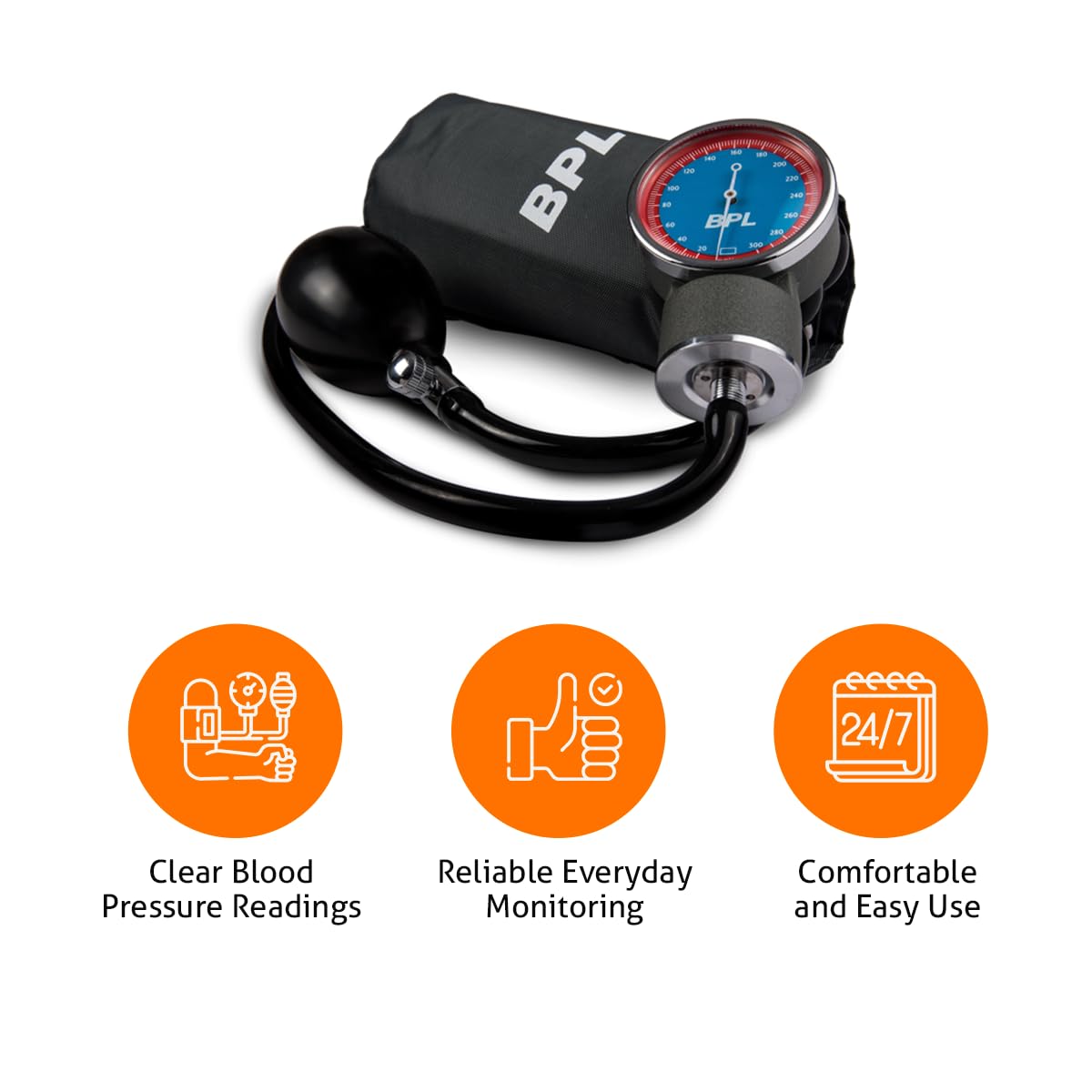 BPL Medical Technologies Manual Large Dial Aneroid Sphygmomanometer Blood Pressure Monitor - Gray 2