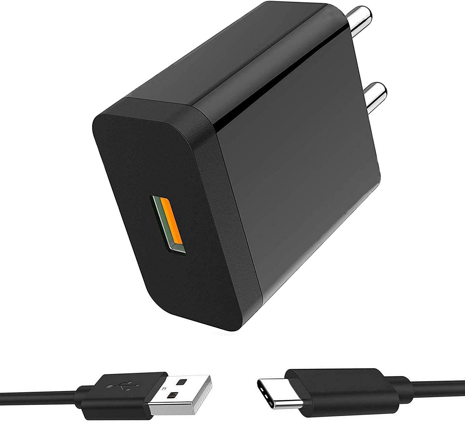 Ultra Fast Type C Charger For Huawei Nexus 6P Original Charger Hi Speed Travel Charger Adapter Quick Charge Adaptive Fast Charging Wall Charger | Mobile Charger | Fast Charger | Android USB Charger With 1 Meter USB Type C Charging Data Cable (2.5 Amp, MI5, Black)
