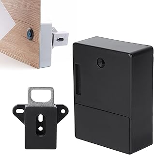 Smart Cabinet Lock, 125KHz Electronic Drawer Lock Hidden Electronic Cabinet Lock RFID Card Opening No Drill for Wardrobe Sauna Locker for Wooden Cabinet Drawer Locker Cupboard(Black)