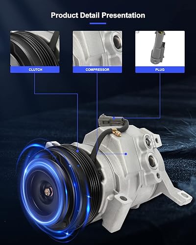 Miniatura 4 de ECCPP Compresor de CA de enfriamiento rápido 2006-2016 para Chevrolet Express 1500 2500 3500 para GMC Savana 1500 2500 3500 A/C Compresor con