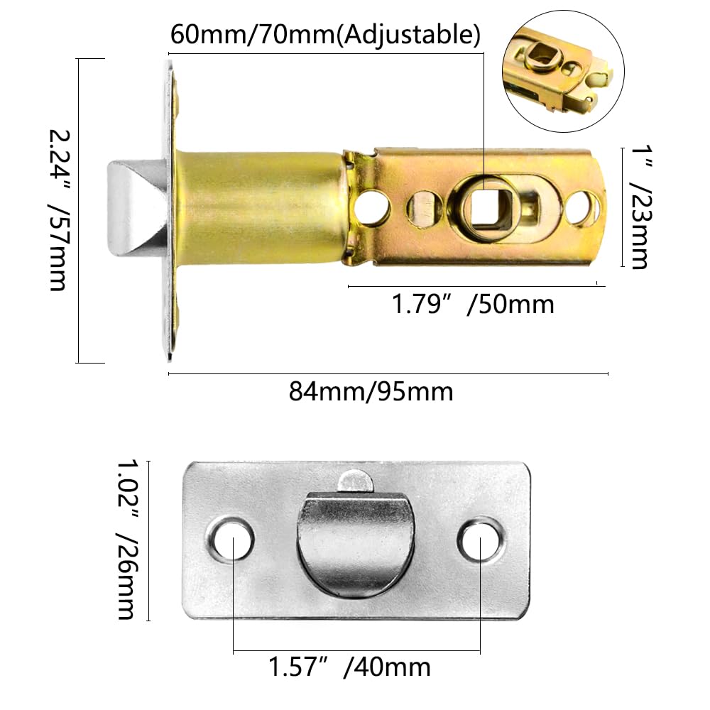 BGTXINGI 2Pcs Tubular Mortice Latch Internal Door Lock Door Latch Adjustable Latch Accessories for Lever Door Handles(60/70mm) - Image 2