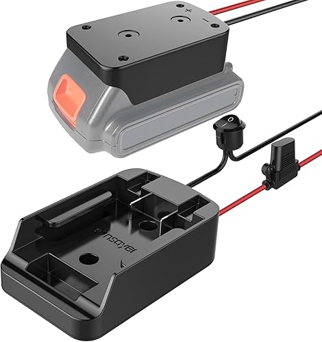 Miniatura 8 de Adaptador de rueda de alimentación con fusible e interruptor, adaptador de batería seguro para batería de litio Black+Decker de 20 V máximo, con