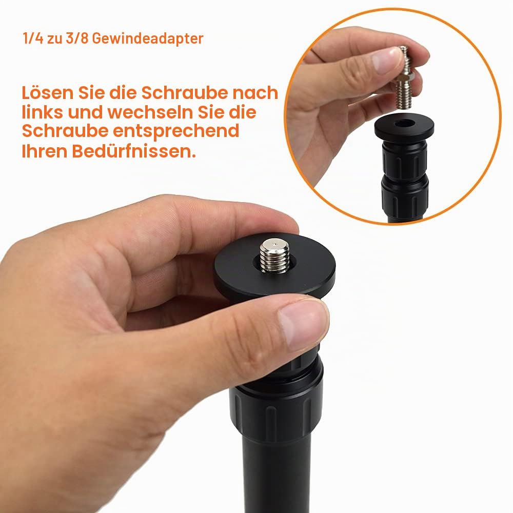 Stativ Verlängerung Mittelsäule Extender Teleskopstange 3 Abschnitte Stange für Fotostudio Einbeinstativ DSLR Kamera Mikrofonständer