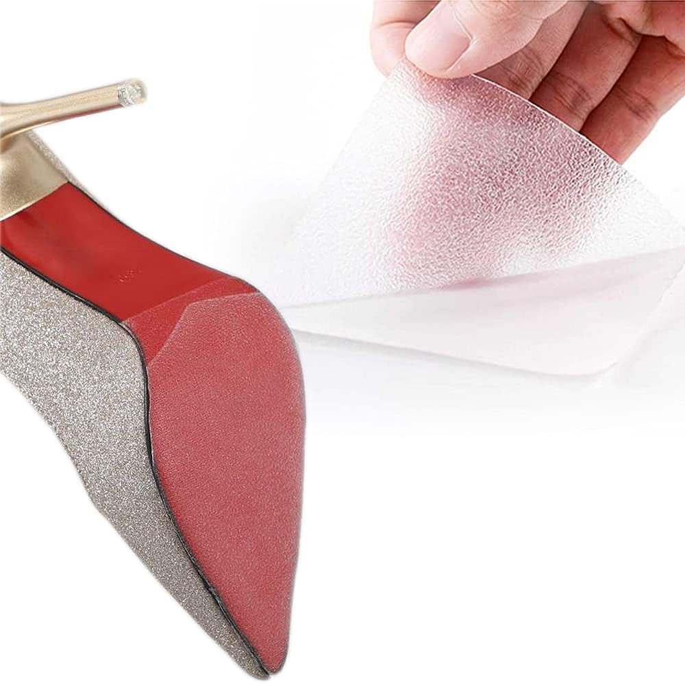 Sole Sticker, Crystal Clear Sole Protector, Self-Adhesive Shoe Grip for Ladies Heels, Red Bottom Heels, Resistant Self-Stick Pads (4pcs)