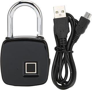 Fingerprint Padlock, Smart Keyless Padlock Anti Theft Portable Lock USB Charging Padlock Biometric Padlock, Black