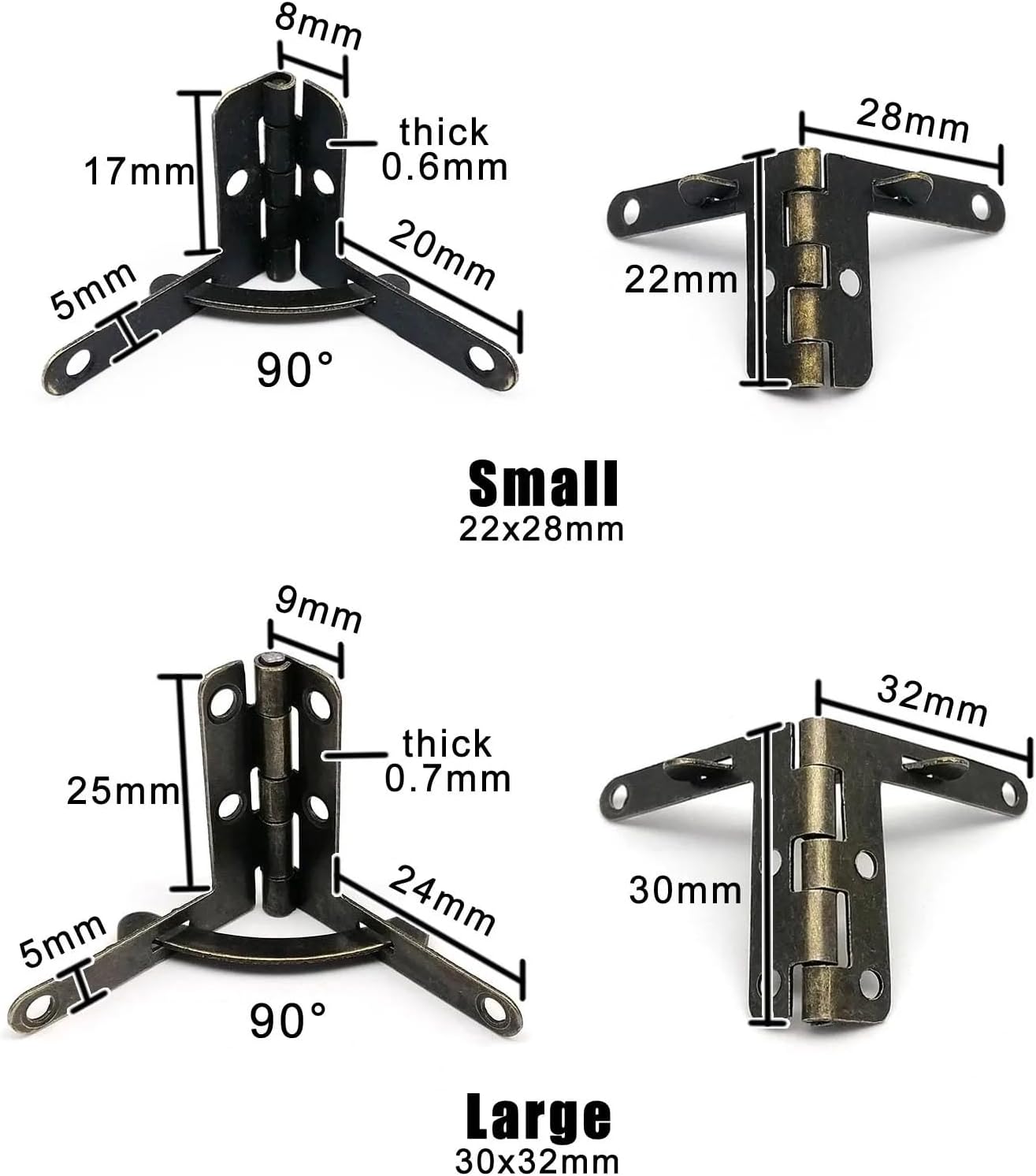 L Shape Type 90 Degree Support Spring Hinge 12Pcs(Large Golden 30x32mm)