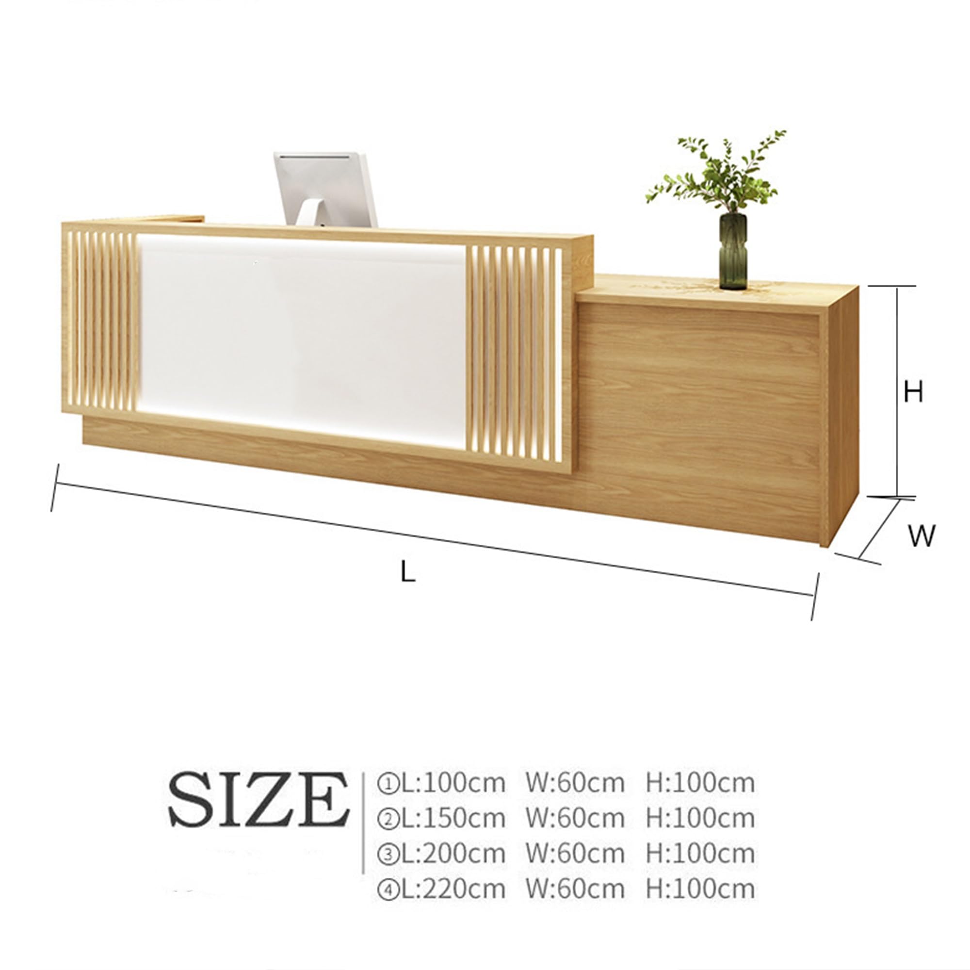 Mostrador de Recepción LED, Cajones con Cerradura, No Requiere instalación - Mobiliario for Hotel y Tienda(Beige,100cm)