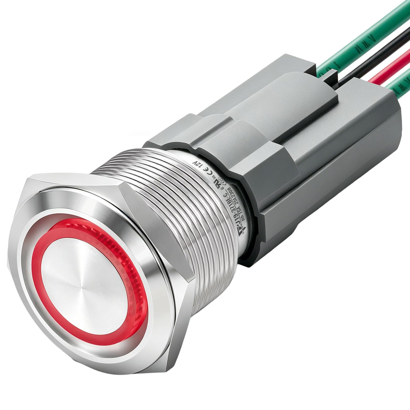 19mm Momentary Push Button Switch – IP67 Waterproof Stainless Steel Starter For Boat Horns, Marine & 12V DC Applications
