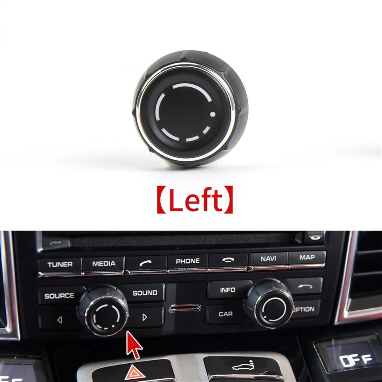 Rifiniture interne auto Compatibile Con Porsche Per Cayenne Per Panamera Per Macan 2011-2016 2017 Coperchio Manopola Volume Audio Console Centrale Dell'auto Pulsante Interruttore Controllo CD(Left)