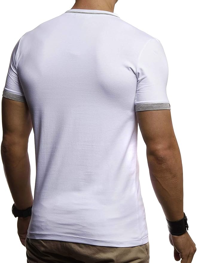 Leif Nelson Zomer T-shirt Heren V-hals - Coole T-shirts V-hals Katoen - Casual Basic Shirts Mannen Korte Mouw - Heren T-Shirt, antraciet, L
