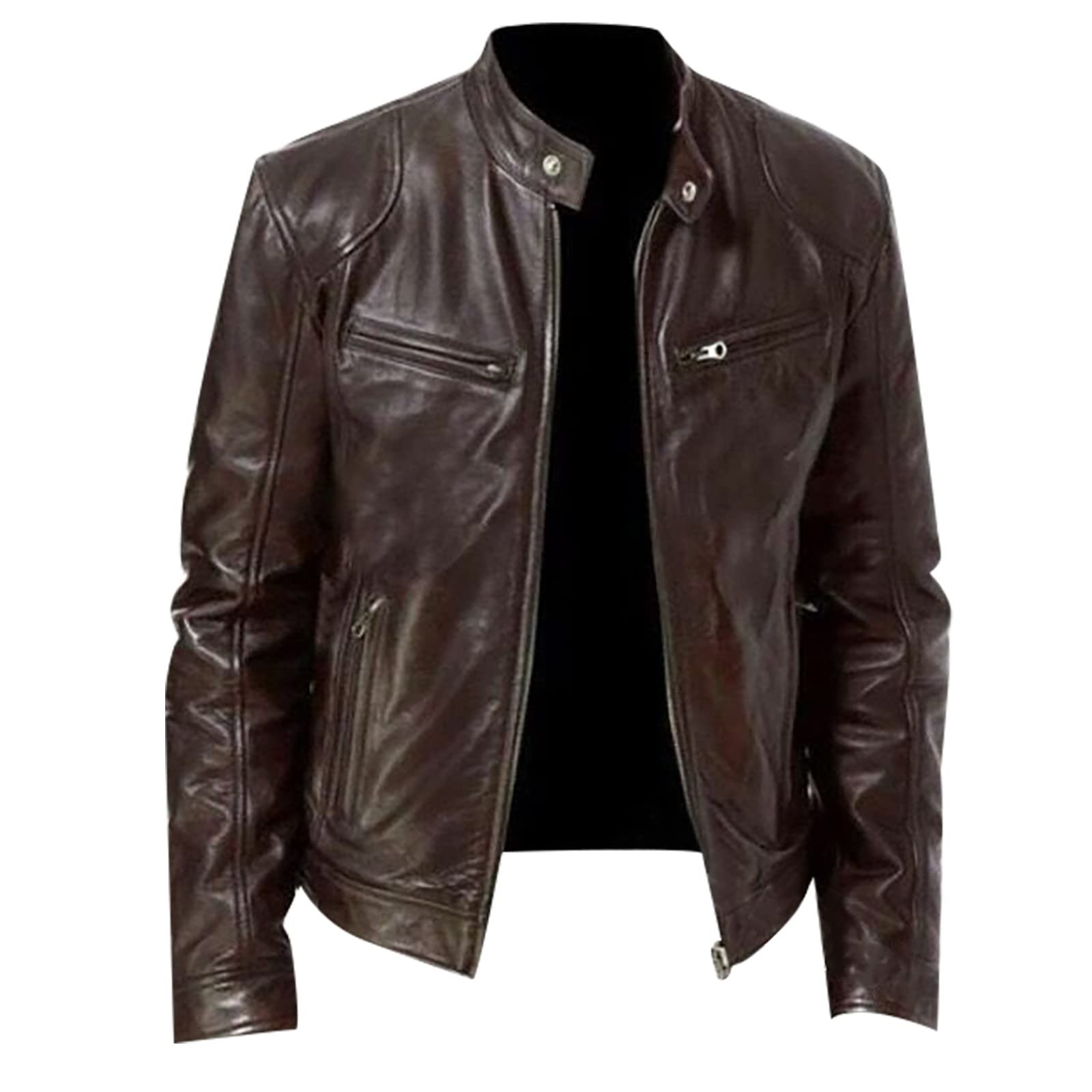 Ymosrh Moda Giacche Per Gli Uomini di Inverno Casual Tinta Unita Manica Lunga Slim Pelle Mens Cappotti Giacche Elegante