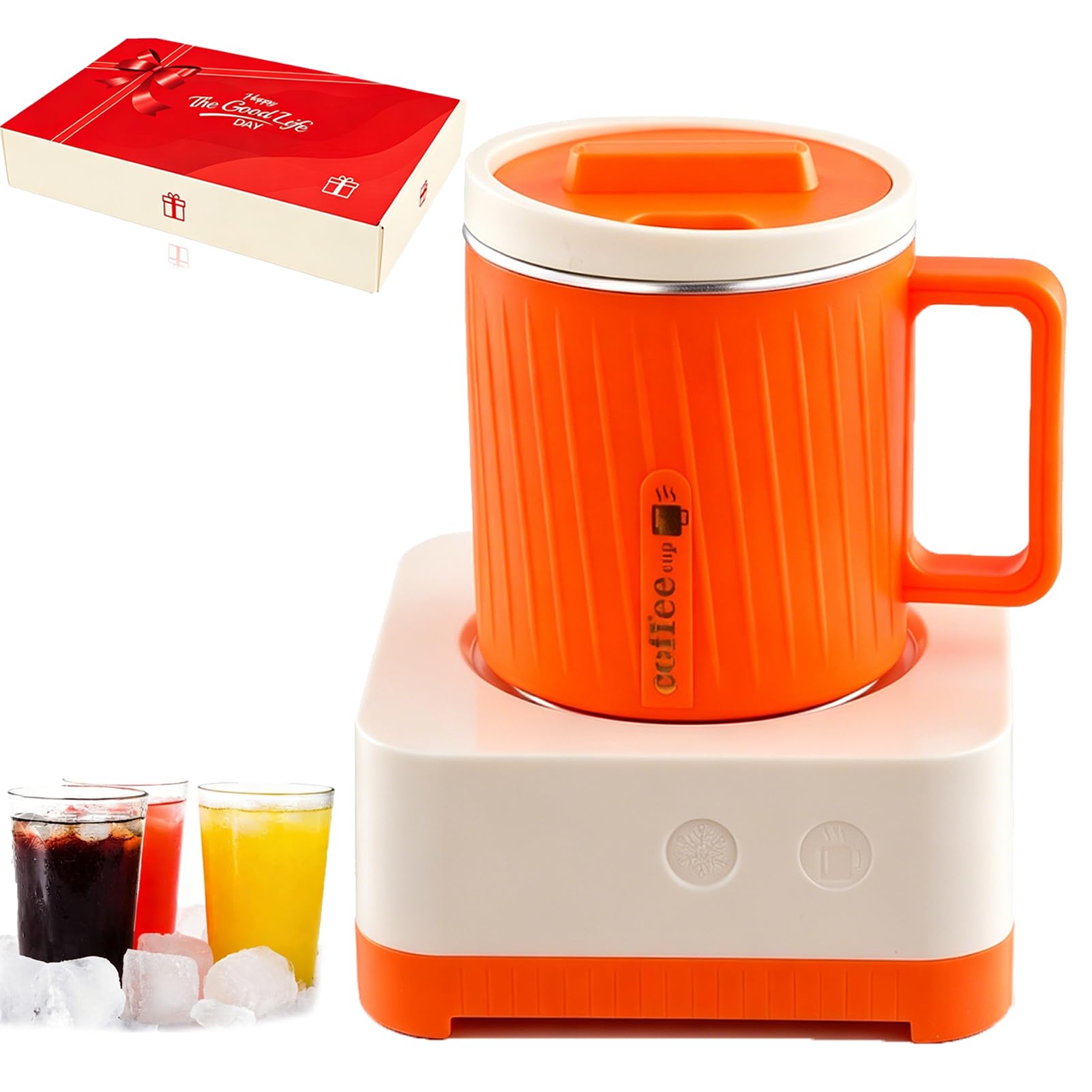 Enfriador Eléctrico de Bebidas, Vaso Eléctrico Refrigerante de 500 ml con Doble Función de Frío y Calor, Empaque en Caja de Regalo, Cuerpo de Aluminio, Inicio con un Solo Toque, Mini Enfriador D