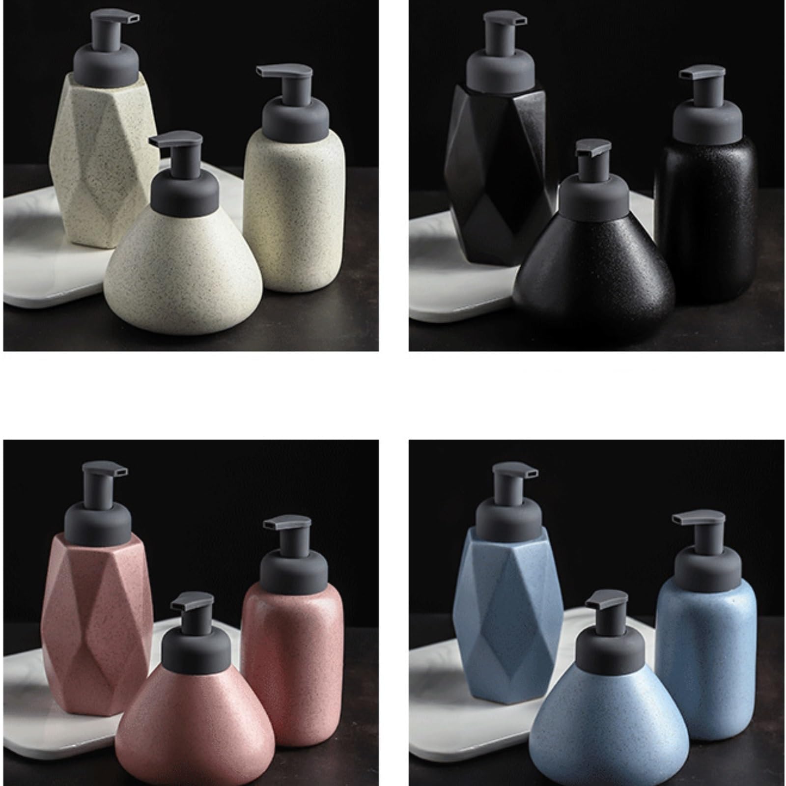 Wielokrotnego Napełniania Dozownik Mydła W Piance Ceramicznego Dekoracyjny Do Mycia Rąk Akcesoria łAzienkowe(Pink)