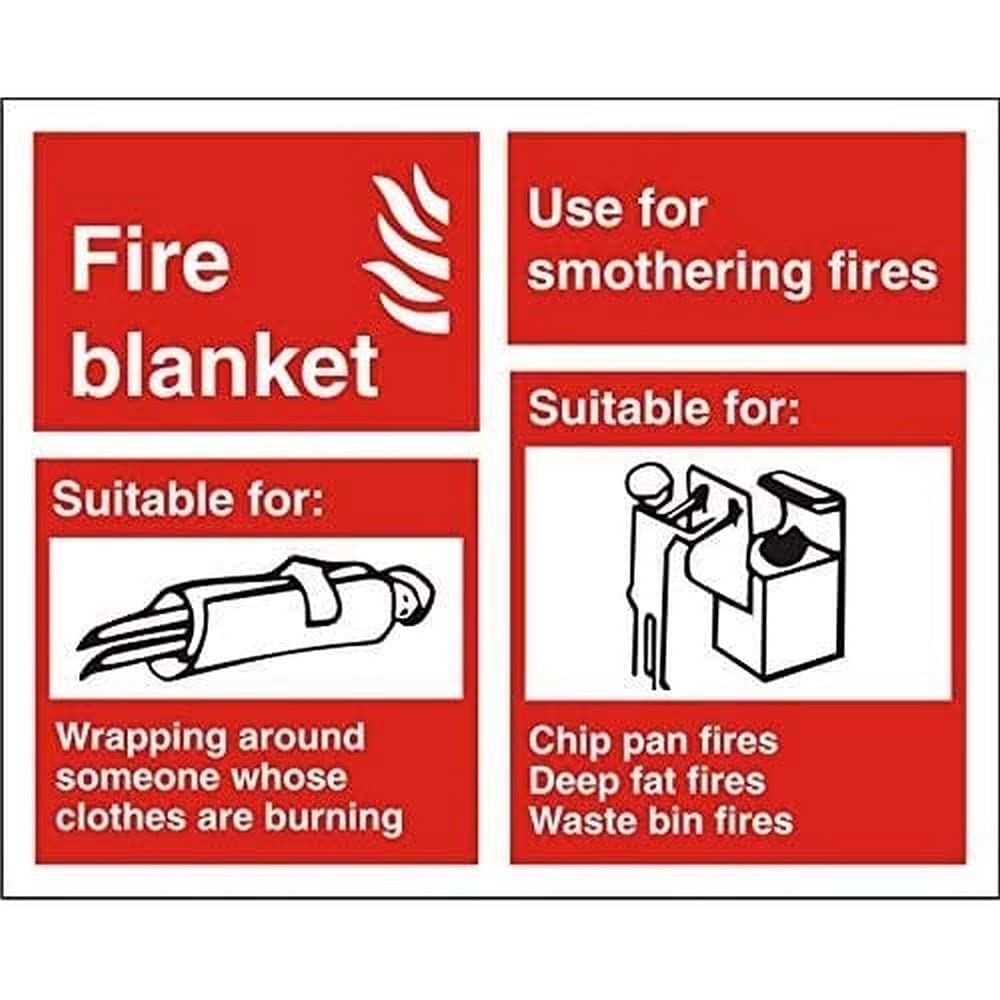 Seco Fire Blanket - Explanation Chart Sign, 150mm x 120mm - 1mm Semi Rigid Plastic