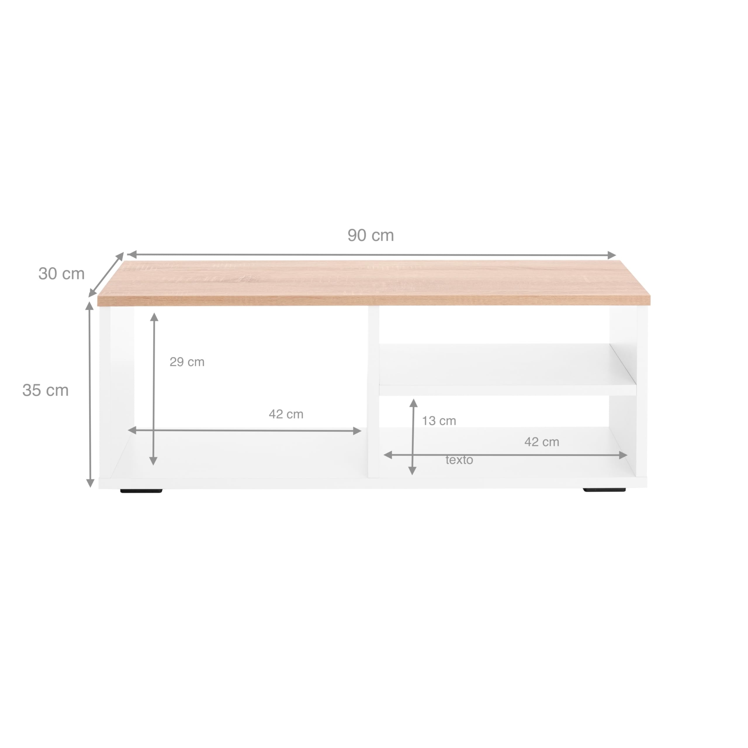 Mueble TV Blanco y Roble, Mesa TV Moderna para Salón - 90x30x35 cm | Estilo Moderno, Ideal para Decoración del Salón - Mueble TV Blanco pequeño. ONA