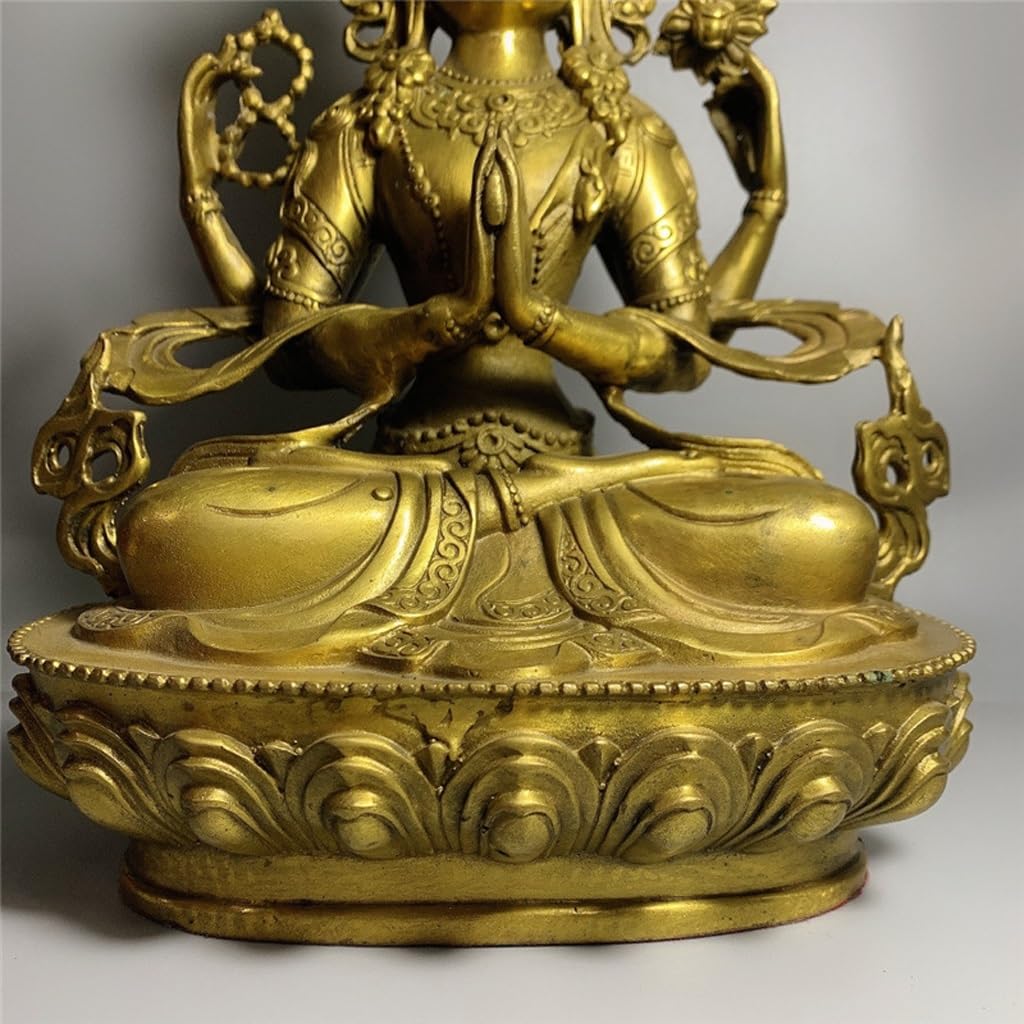 Posąg Buddy do wnętrz Feng Shui Dekoracja Mosiądz Guanyin siedzący Statua Domowe Biuro Rzemiosło Dekoracja Zen Bodhisattwa Statua Medytująca Statua Buddy Figurka Rzeźba