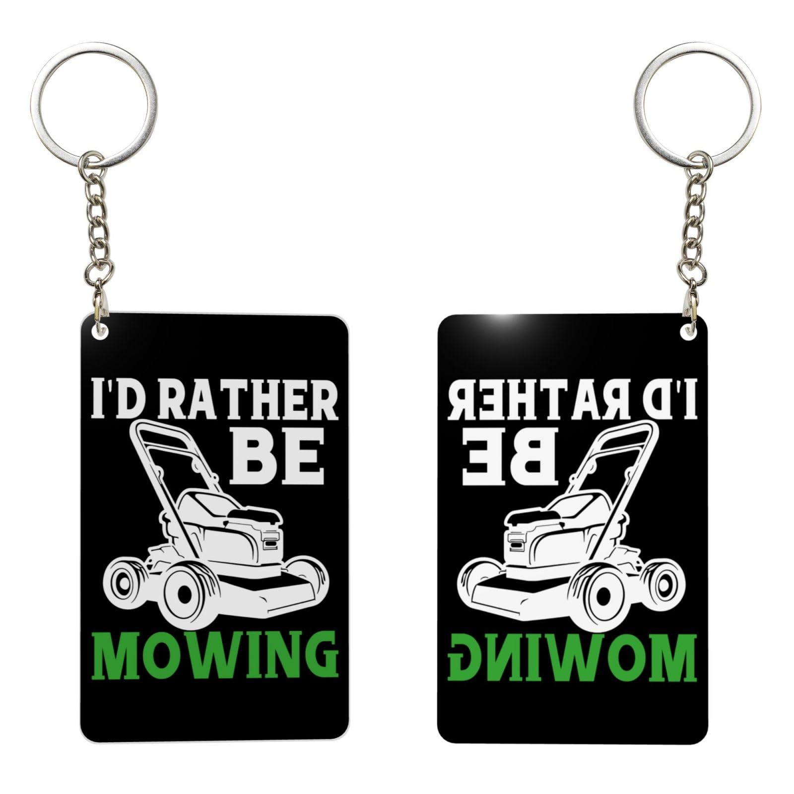 YOMCONECT I'd Rather Be Lawn Mowing Lawn Mower Grass Mowing Fashionable Acrylic Keychain 2x3 In Trendy Key Accessories Style Enthusiasts