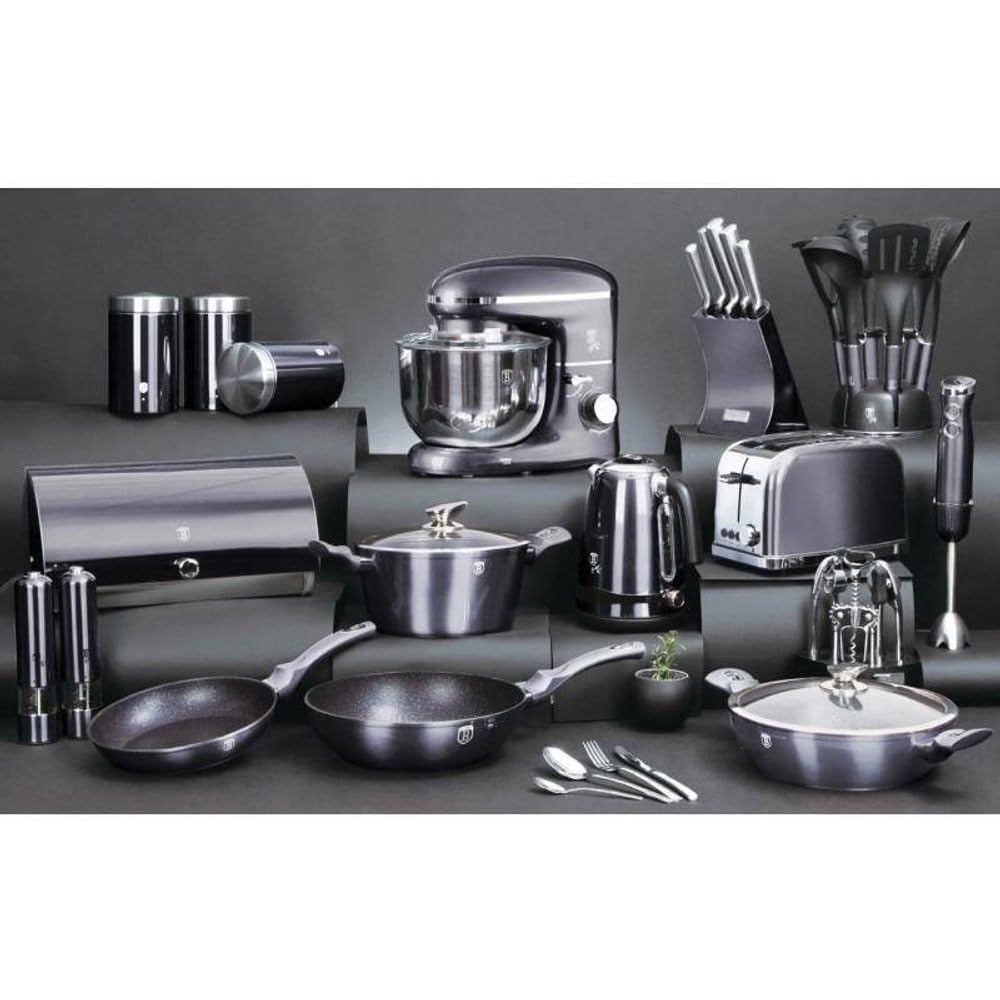 Berlingerhaus Ustensiles de cuisine avec support mural 7 pièces en carbone pour ligne BH-6330