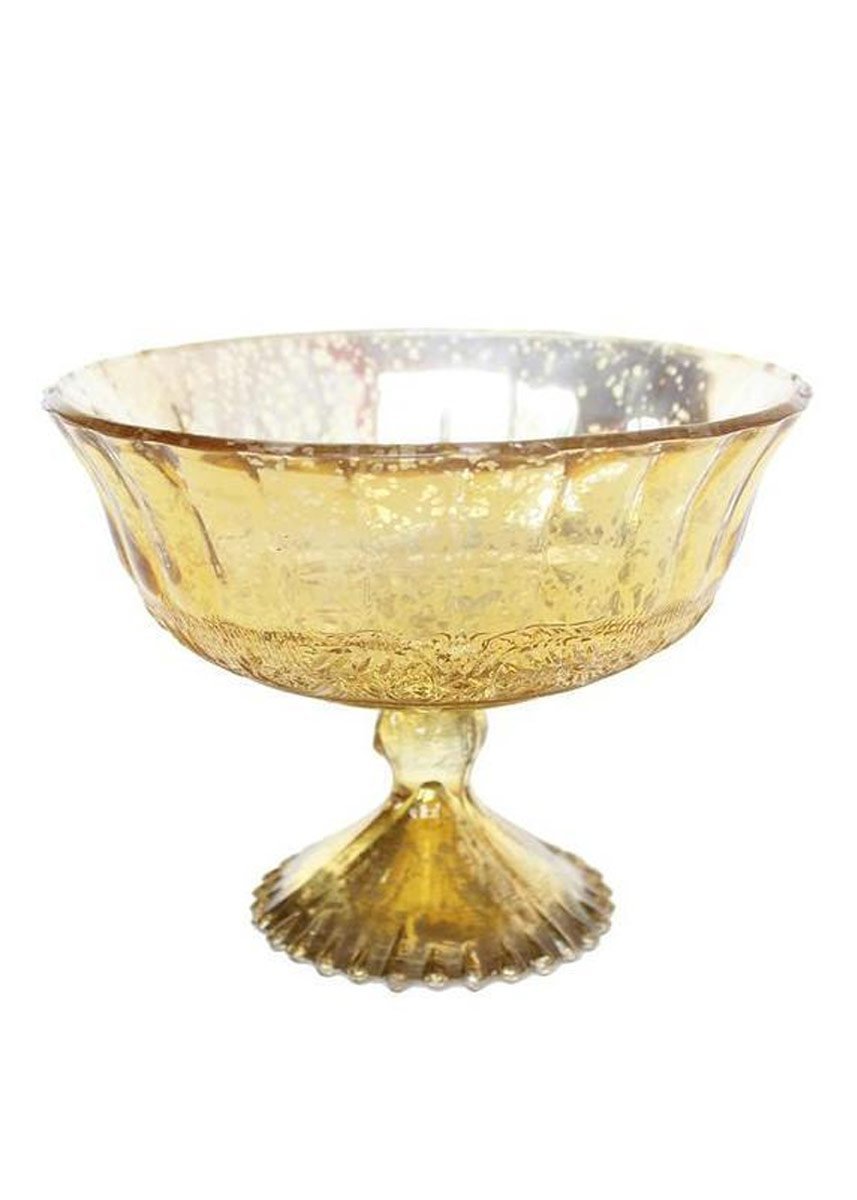 SNK Gold Mercury Glass Compote Bowl