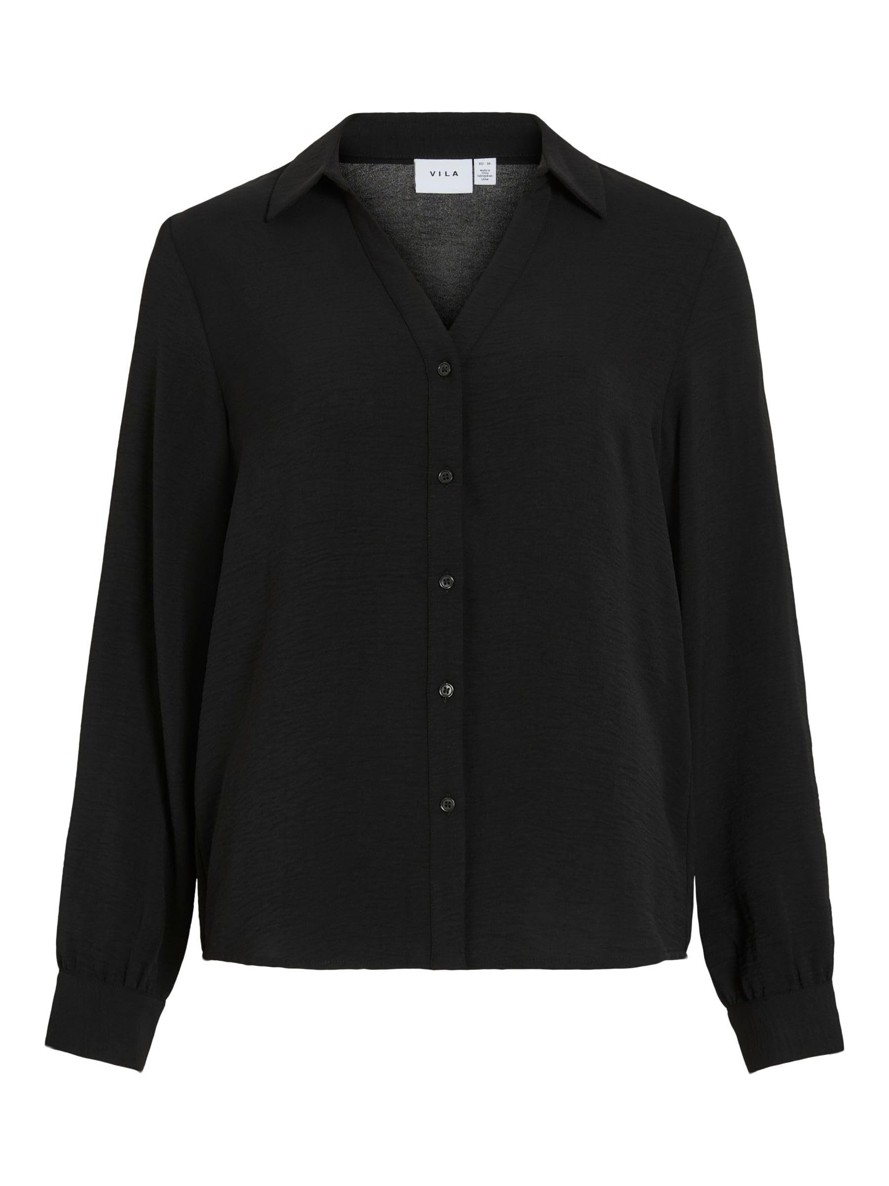 Vila Vijosa L/S V-Neck Shirt - Noos, Black Beauty, 14