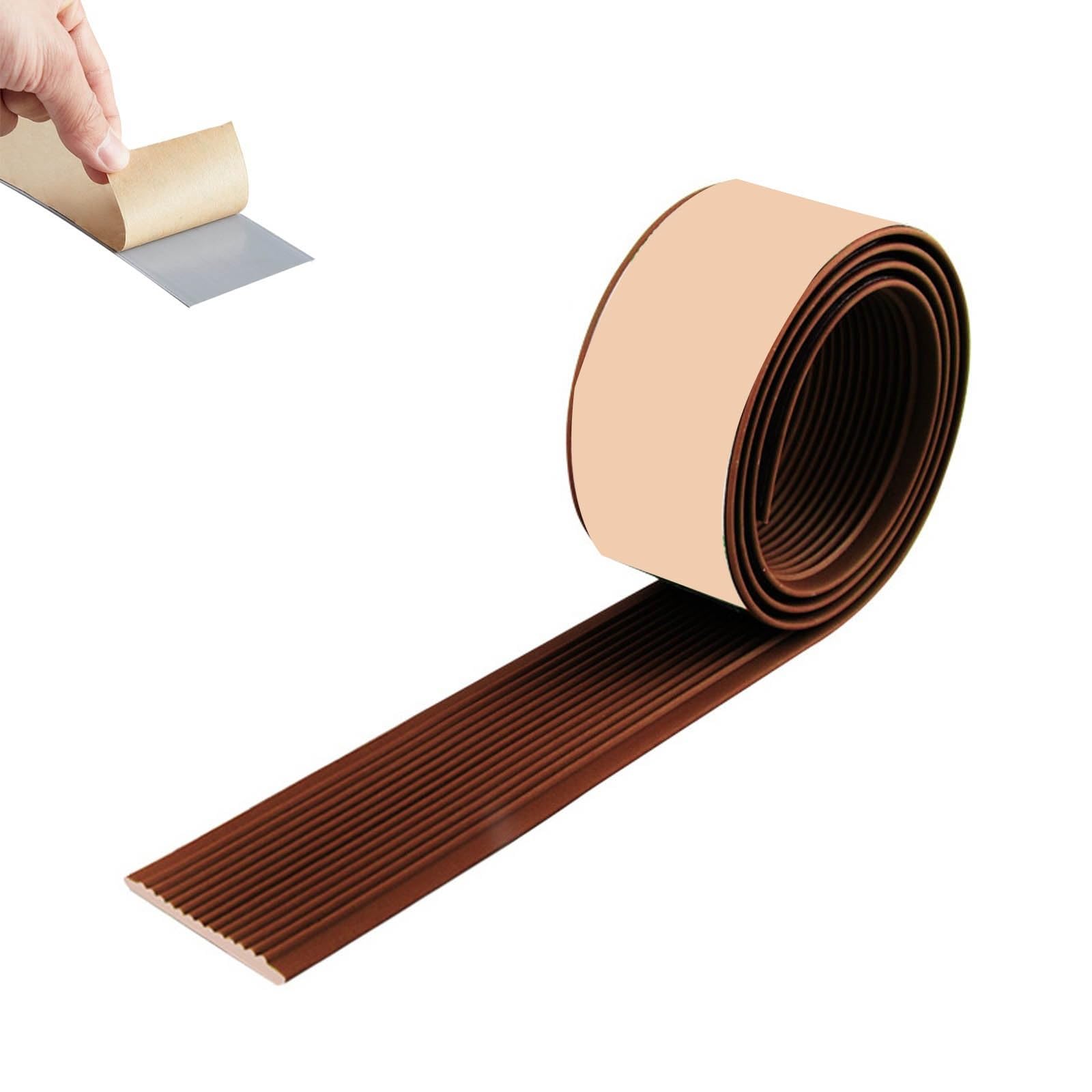 Borde De Escalera De Goma De PVC, Tira De Vinilo Autoadhesiva Antideslizante Para Escalera, Borde De Escalón Antideslizante, Para Peldaños De Interior Y Exterior, Borde De Goma De PVC(Brown,10m/394in)
