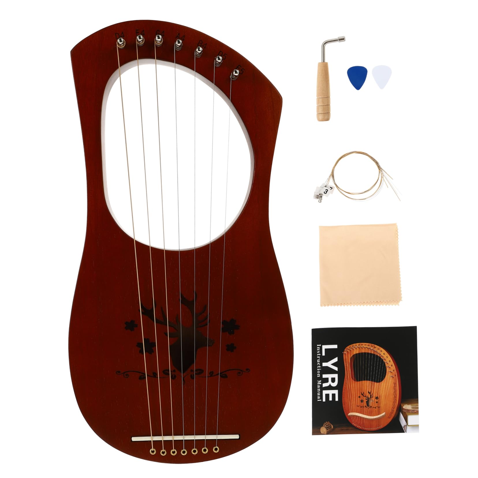 Abaodam Piano Vintage de Reno Cafè Arpa de Lira de Cuerdas Instrumento de Cuerda para Decoraciòn Navideña Arpa de Mano para Aficionados